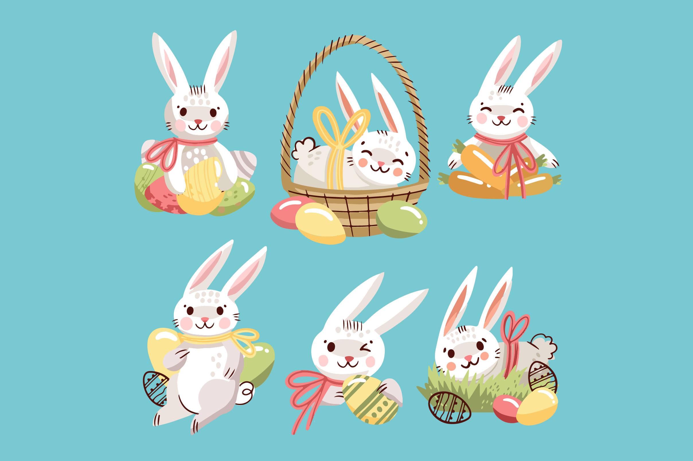 Flat-easter-bunnies-collection
