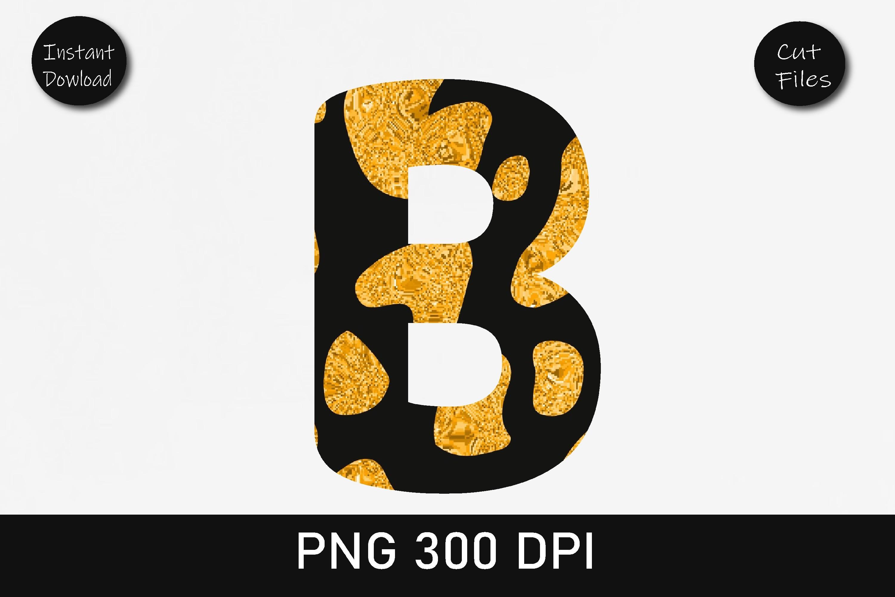Orange Glitter Leopard Alphabet B