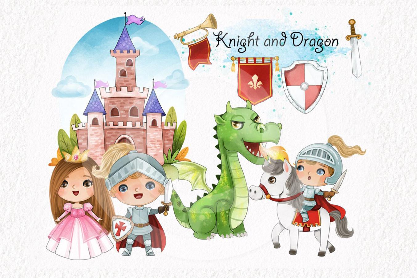 Knight and Dragon Clipart