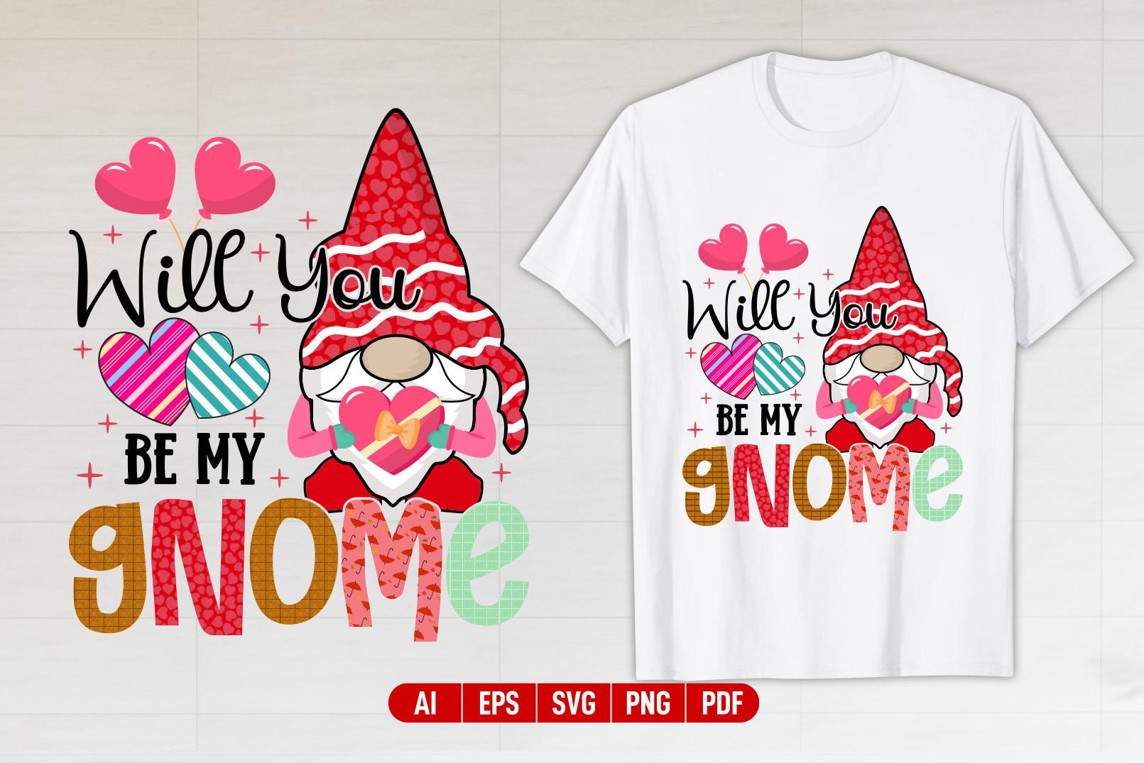 Gnome Valentine's Day T-shirt Design