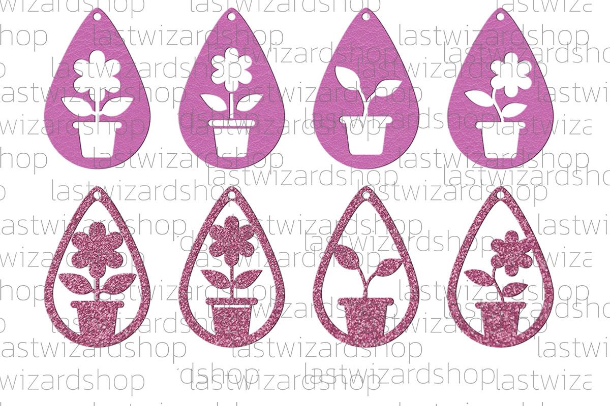 Flower Pot Earring Svg, Plant Pot