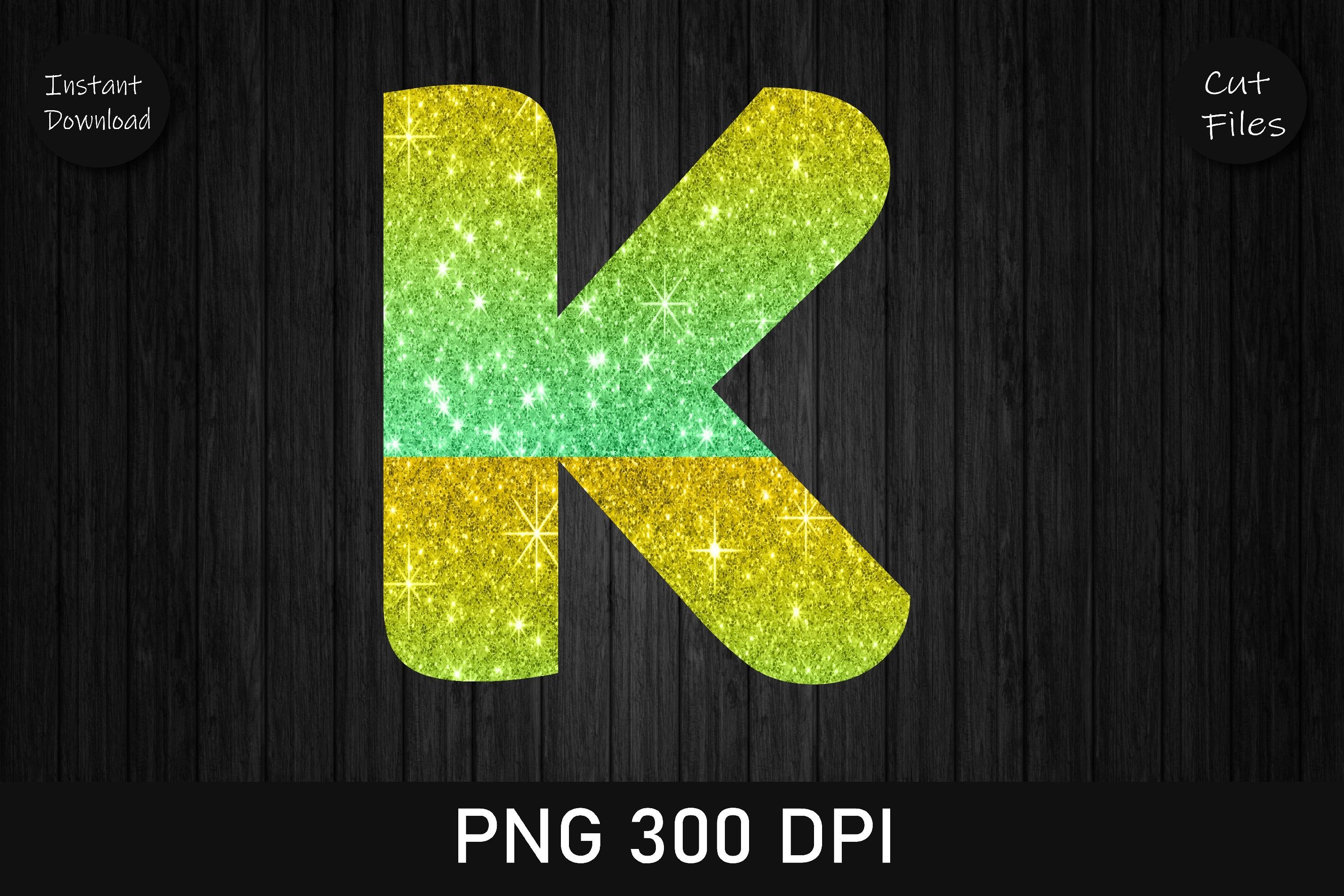 Gold and Green Glitter Leopard Letter K