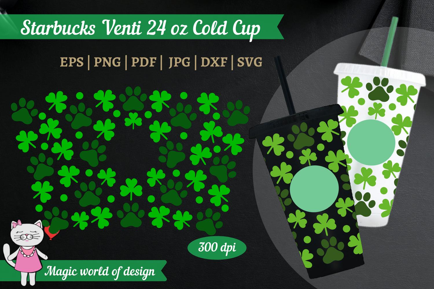 St Patricks Day Paw Dog Starbucks 24 Oz