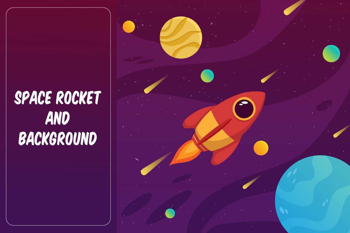 Cute Rocket with Colorful Galaxy