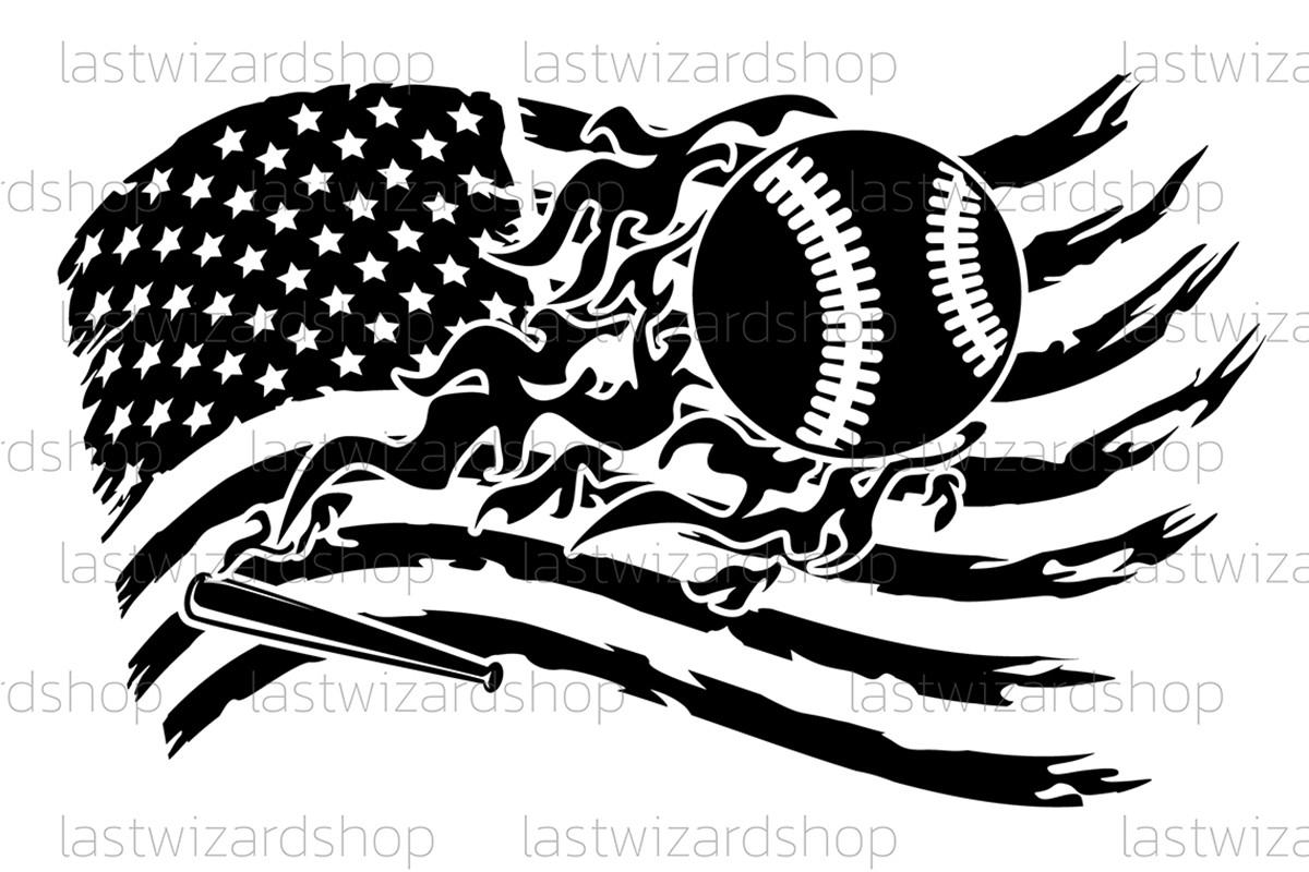 Baseball Distressed American Flag Svg