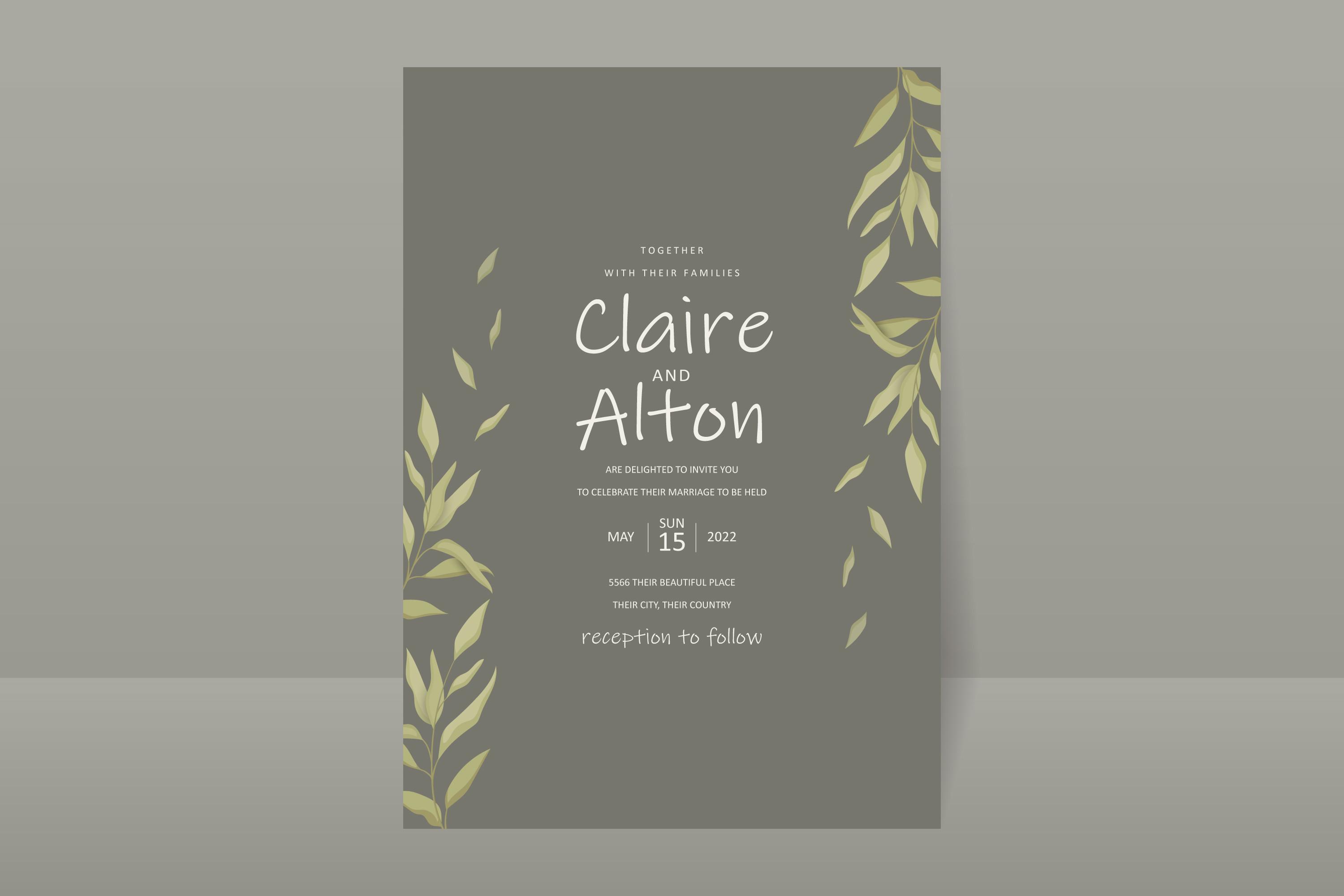 Wedding Invitationtemplate with Leaf