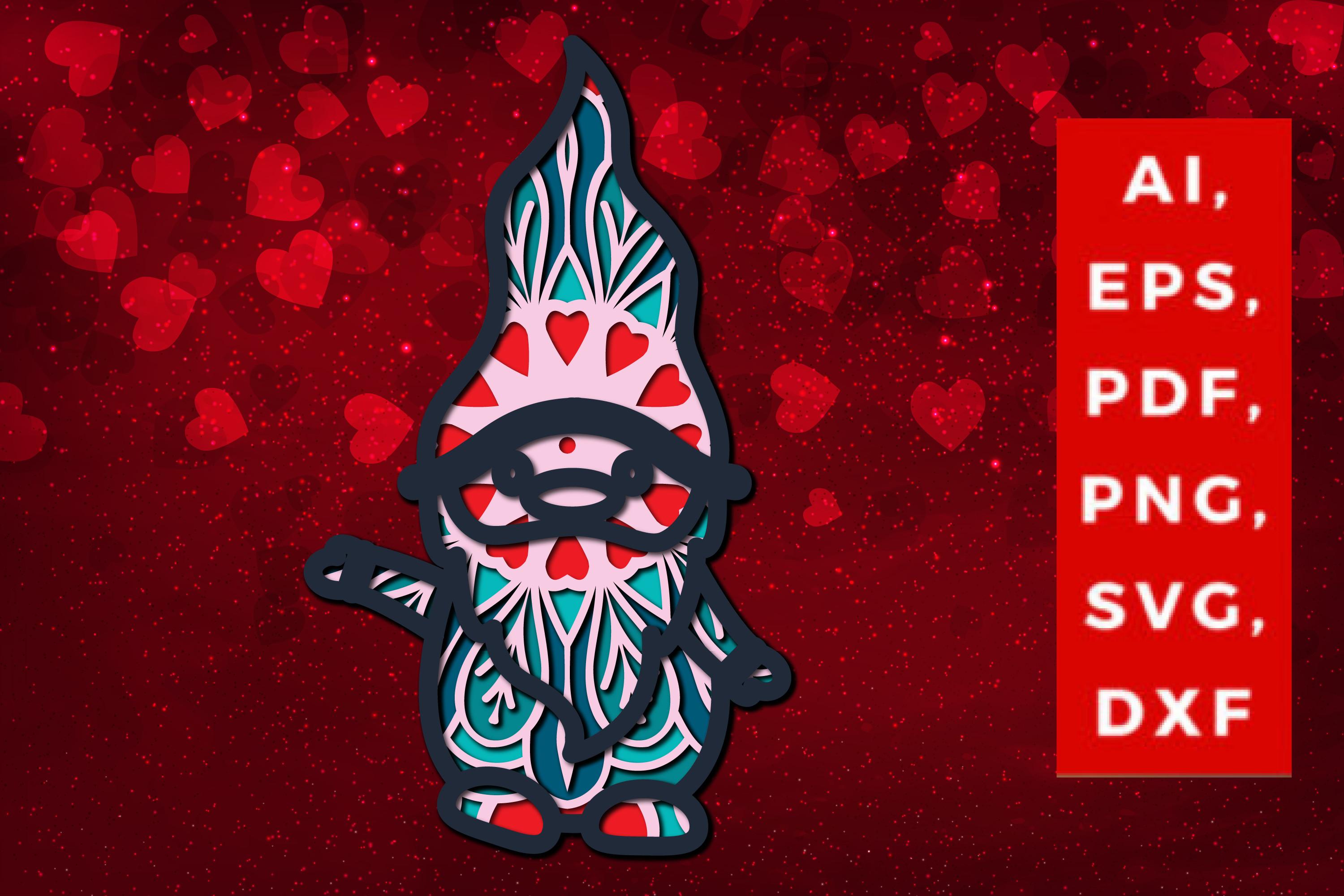 3D Santa Claus Valentine Multi-layer SVG