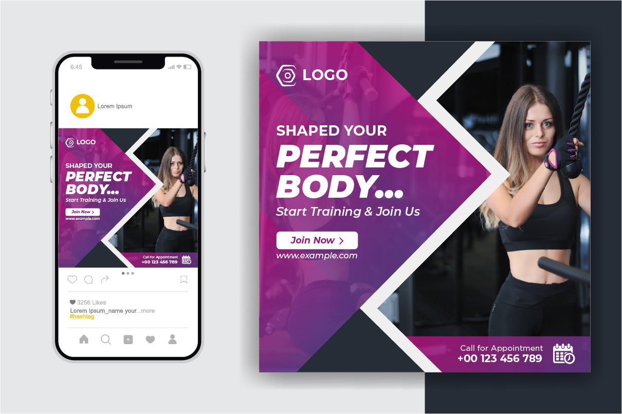 Gym & Fitness Social Media Post Template