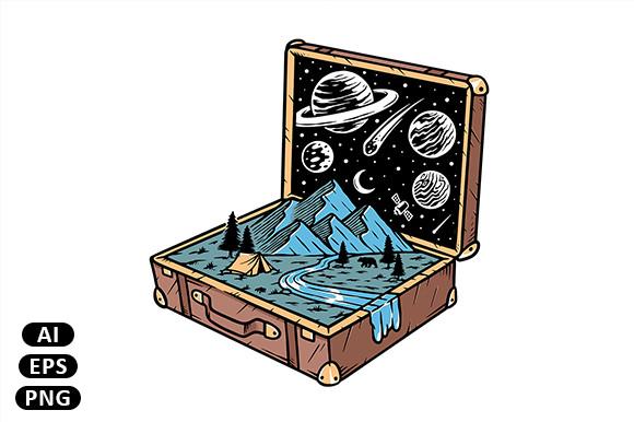 Mountain View at Night in an Suitcase