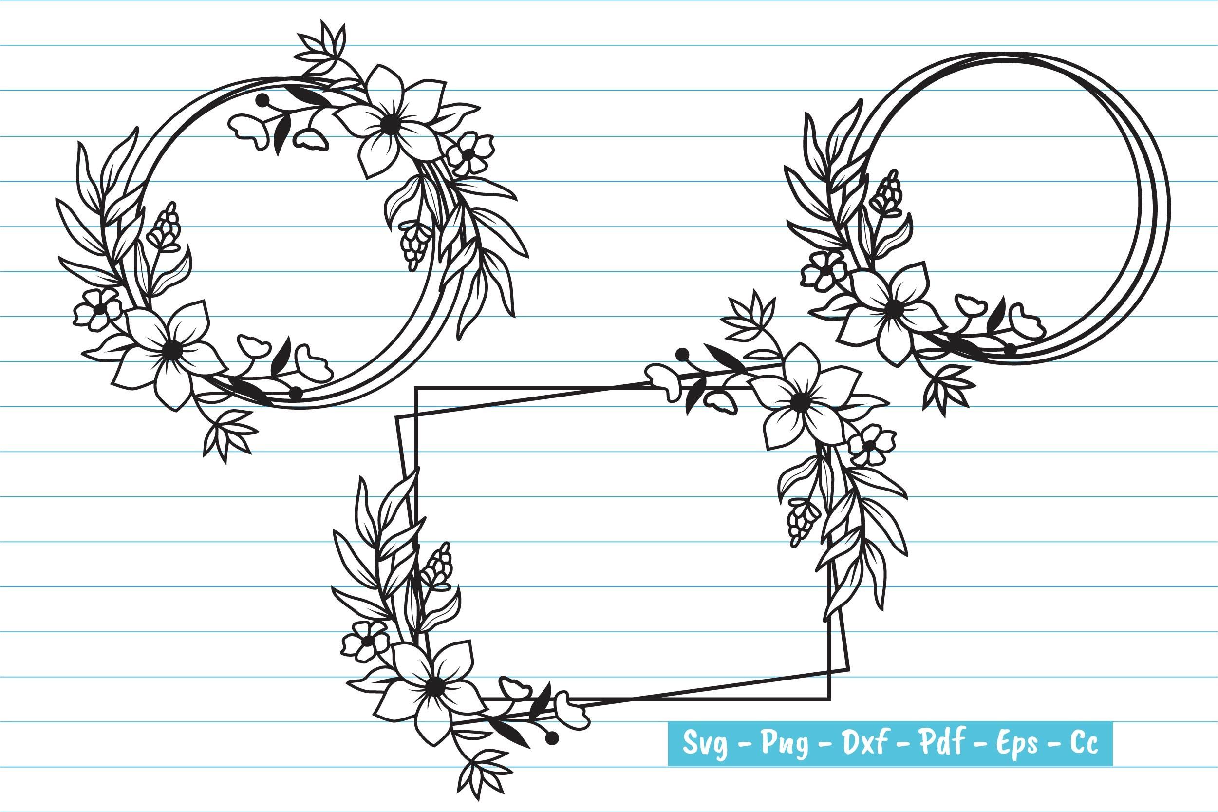 Flower Svg Flower Wreath Svg Bundle