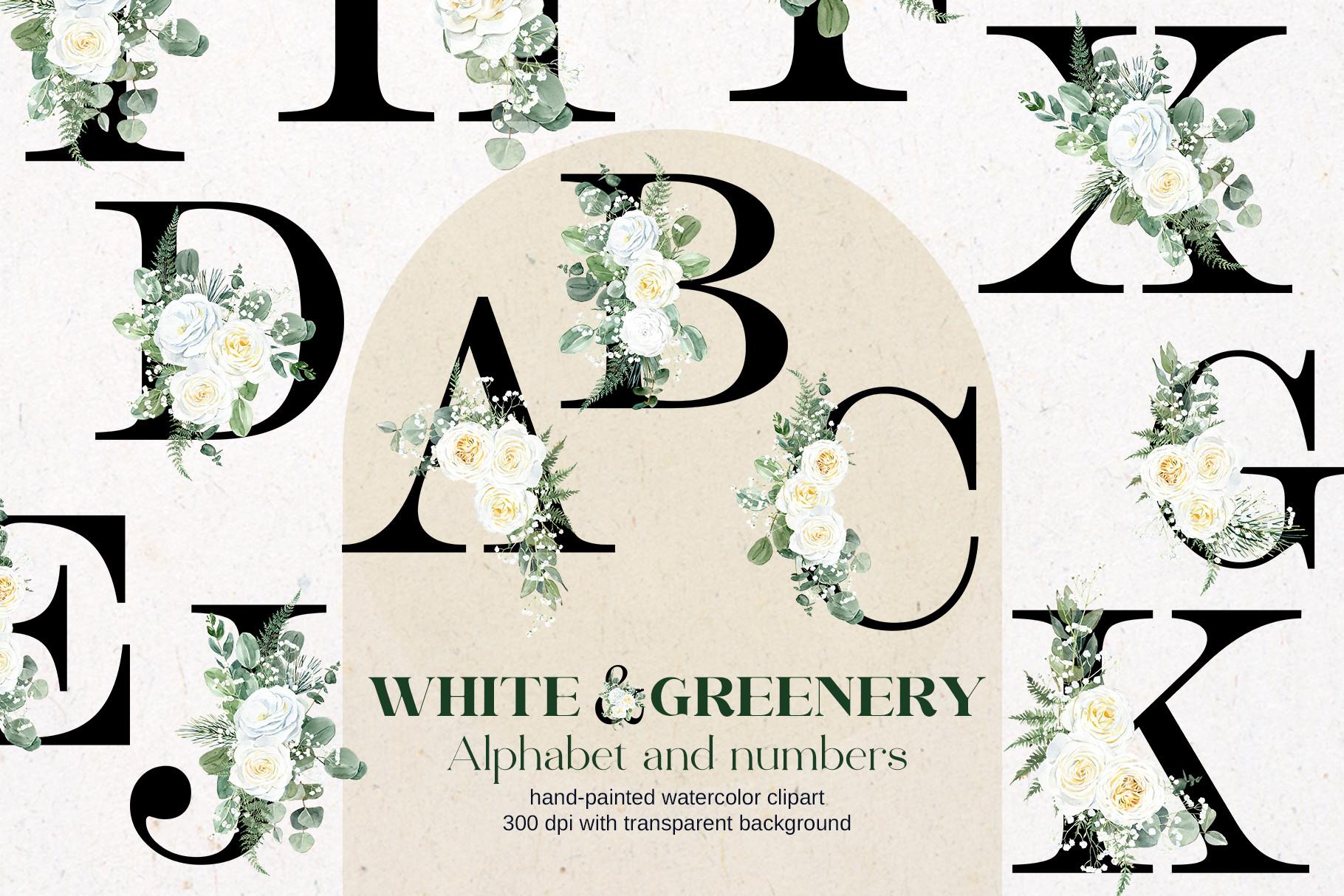 White Floral Wedding Alphabet