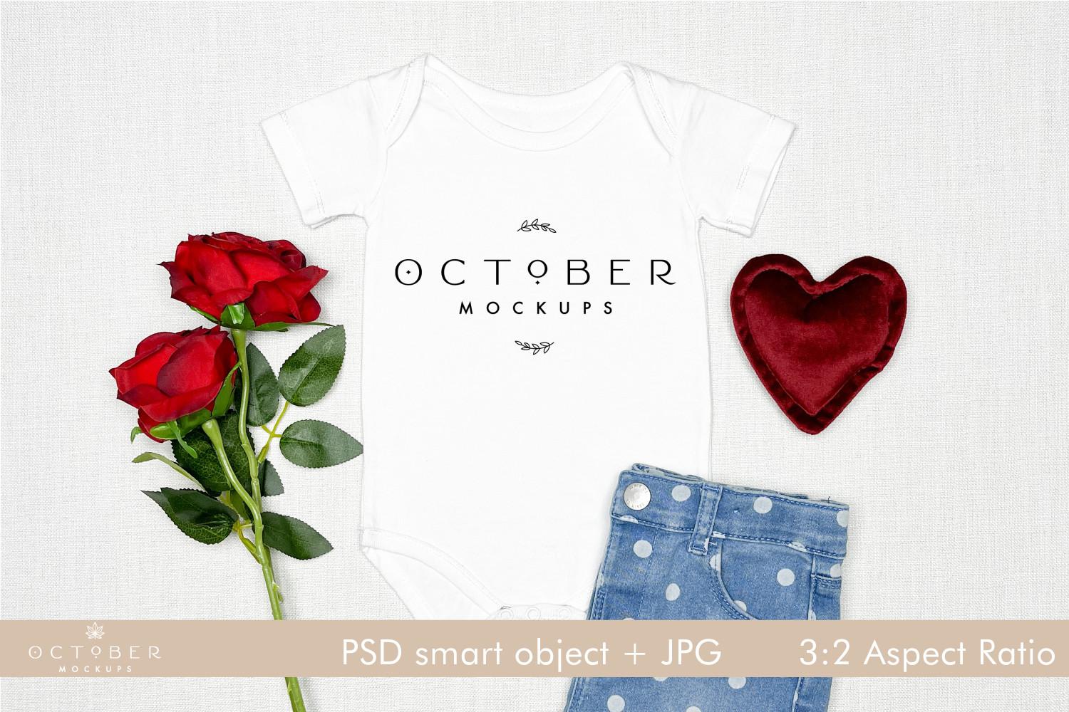 Baby Bodysuit Mockup Valentines Day
