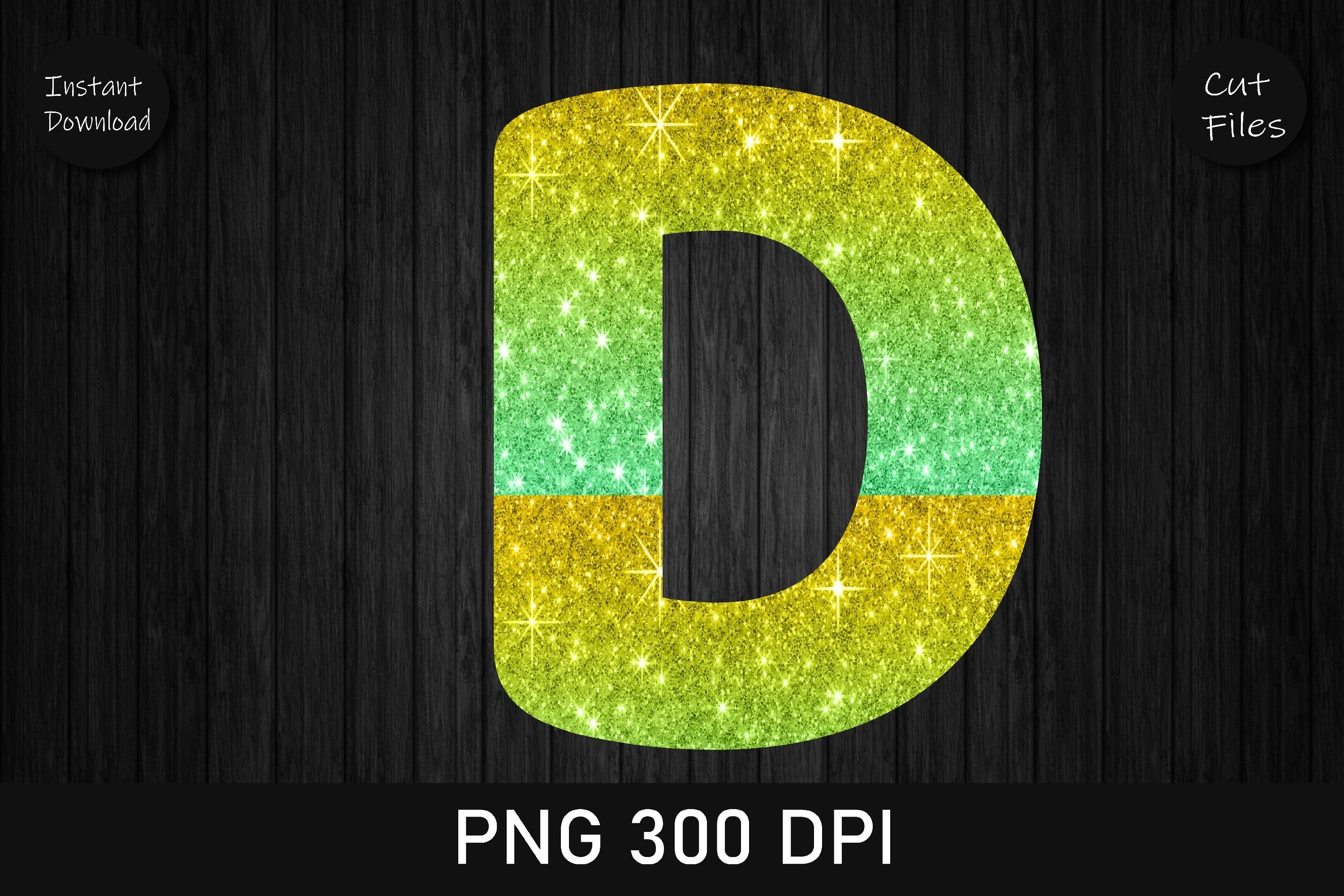 Gold and Green Glitter Leopard Letter D