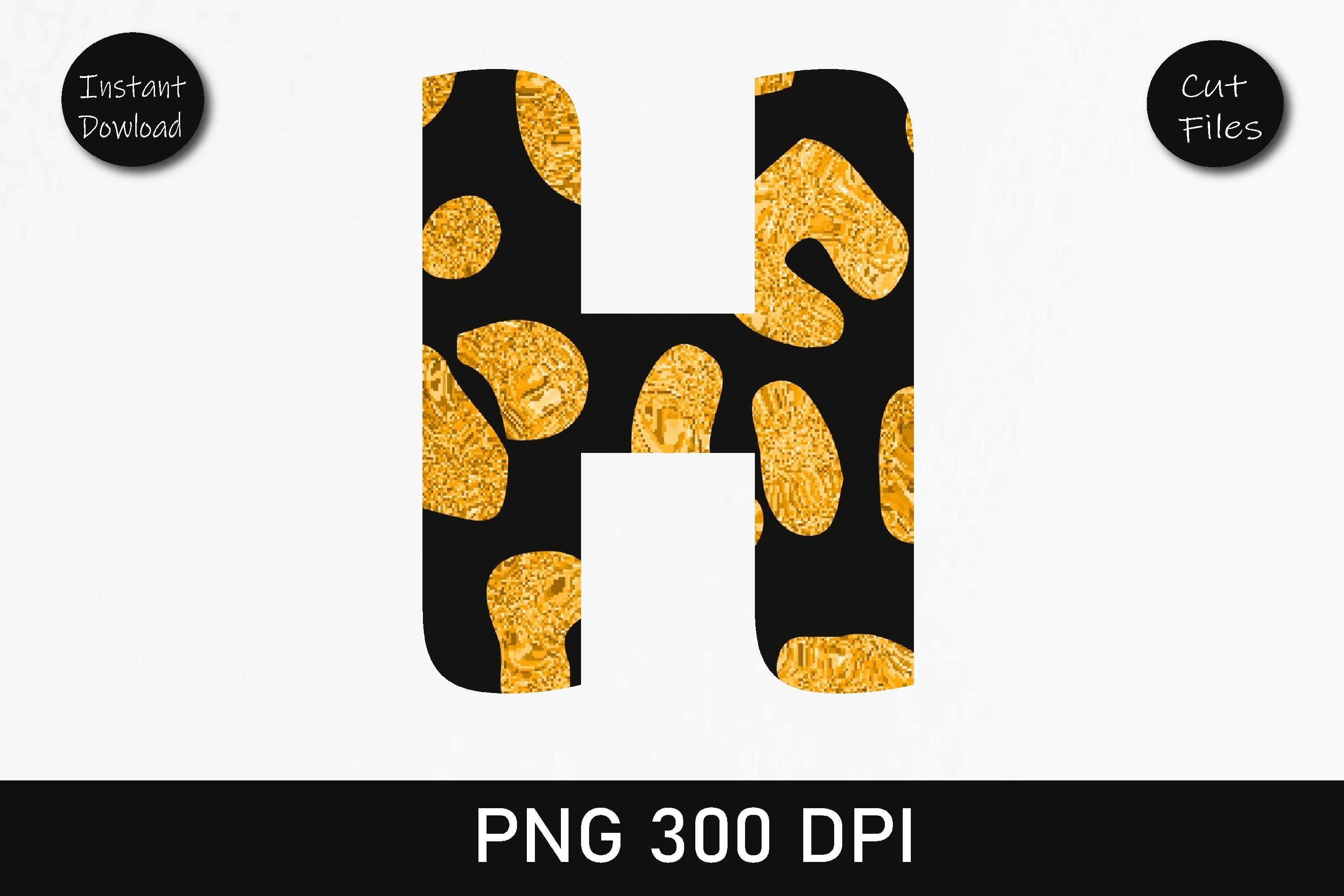 Orange Glitter Leopard Alphabet H