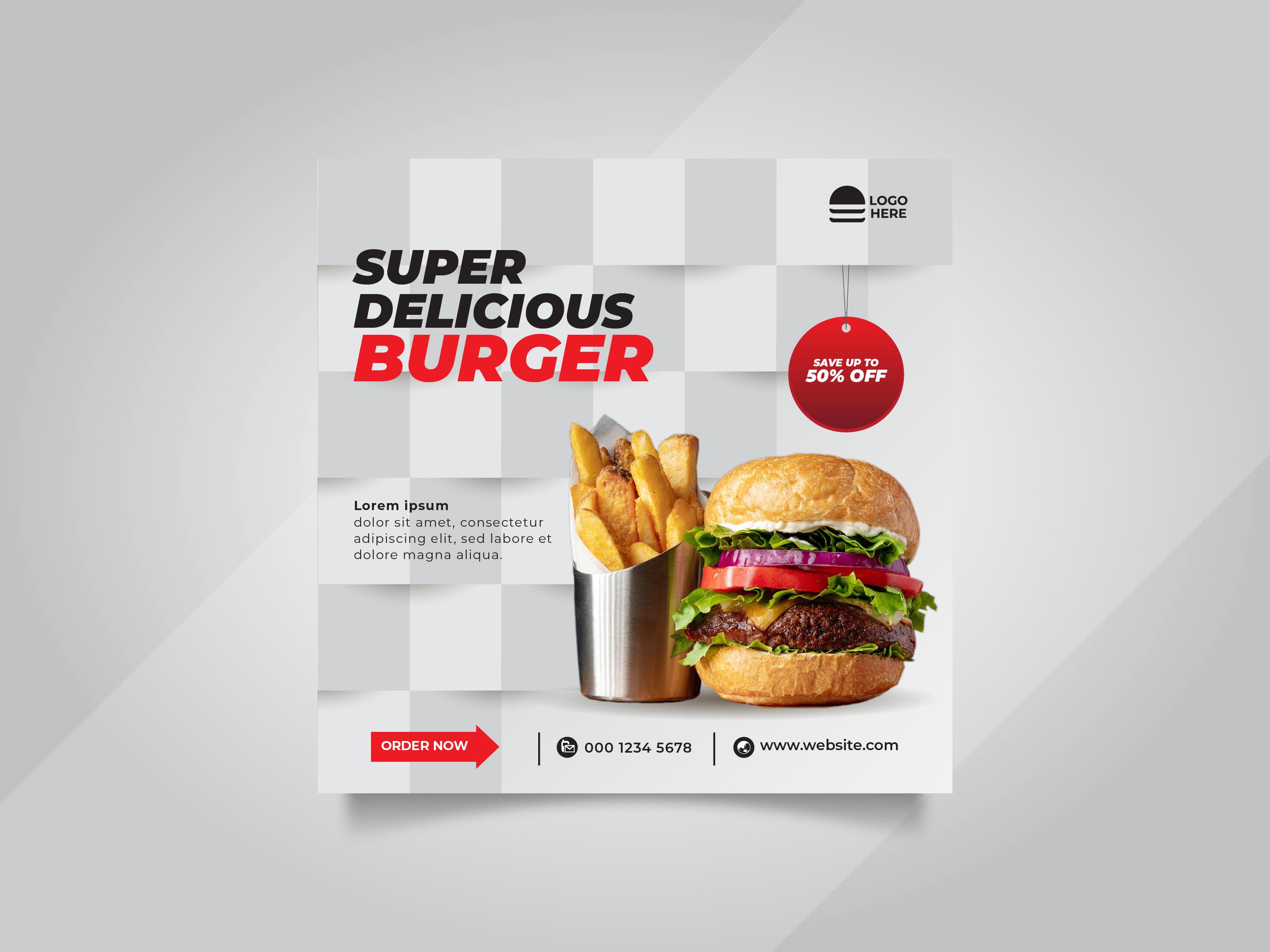 Food Burger Social Media Instagram Post