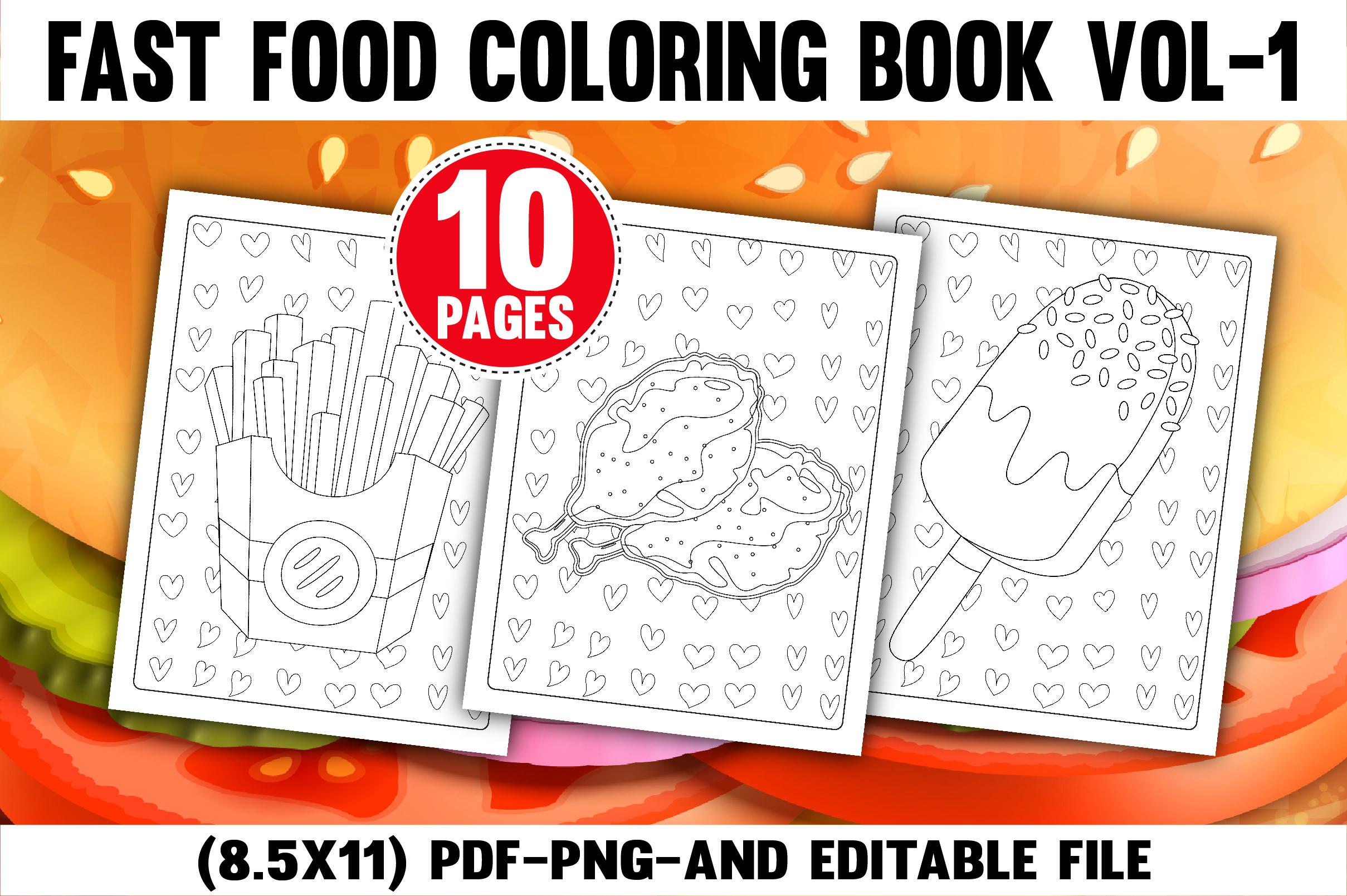 Fast Food Coloring Book for Kids & Teens