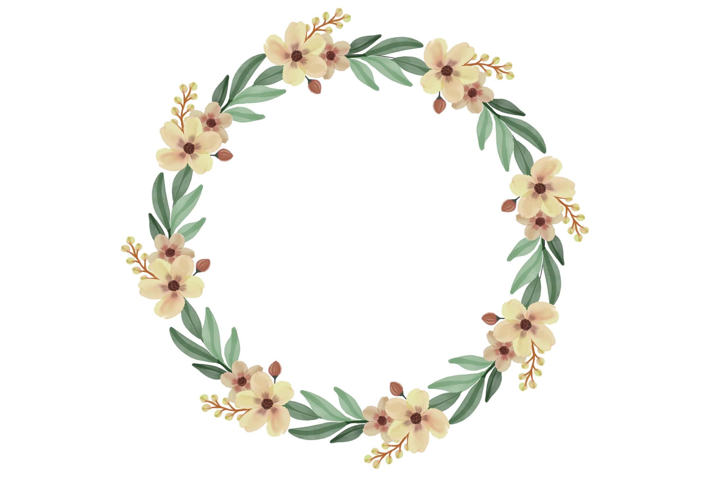 Circle Frame with Yellow Flower Border