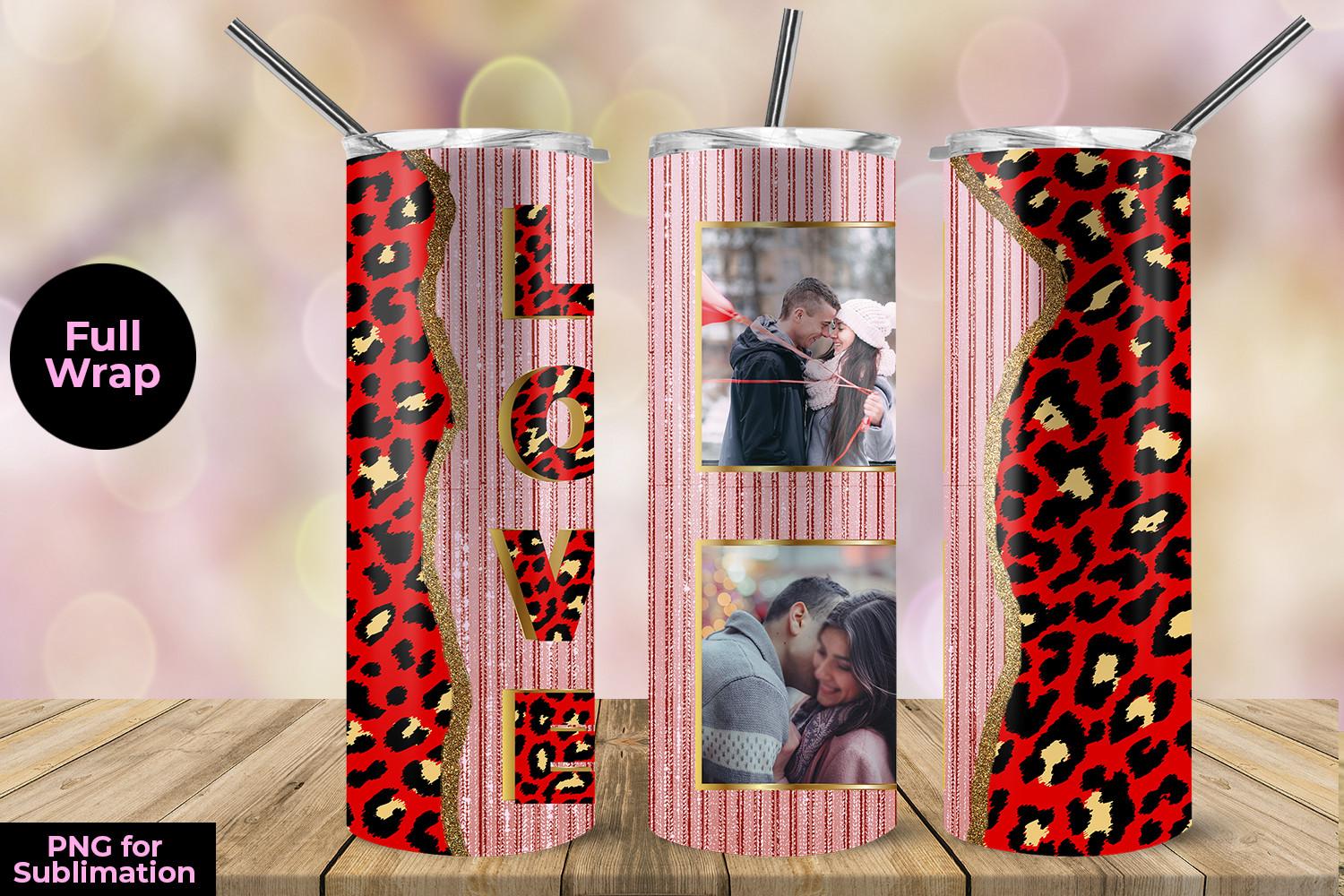 Photo Frame Love Pink Stripes 20 Oz Skin