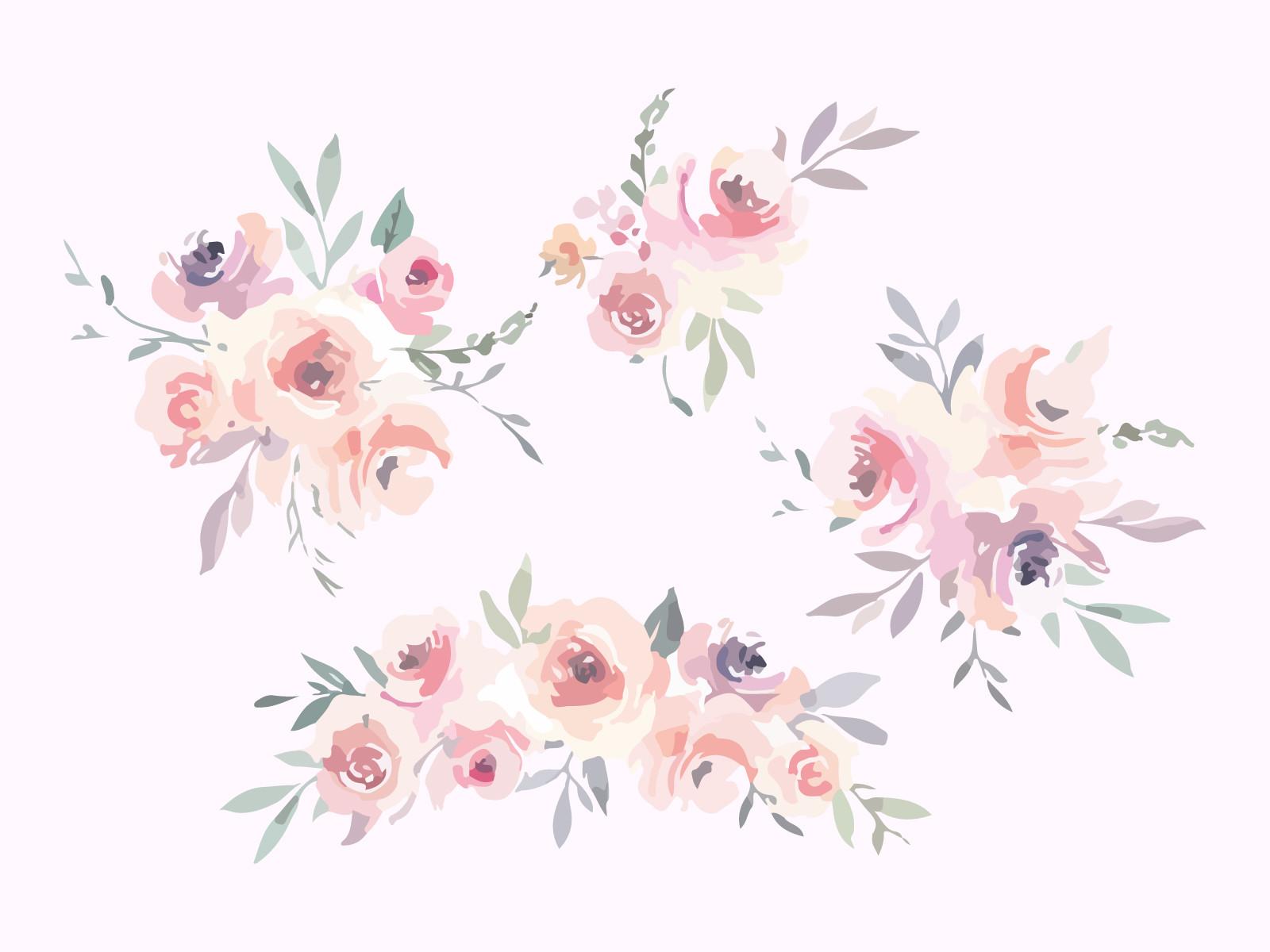 Watercolor Floral Clipart Vector Design