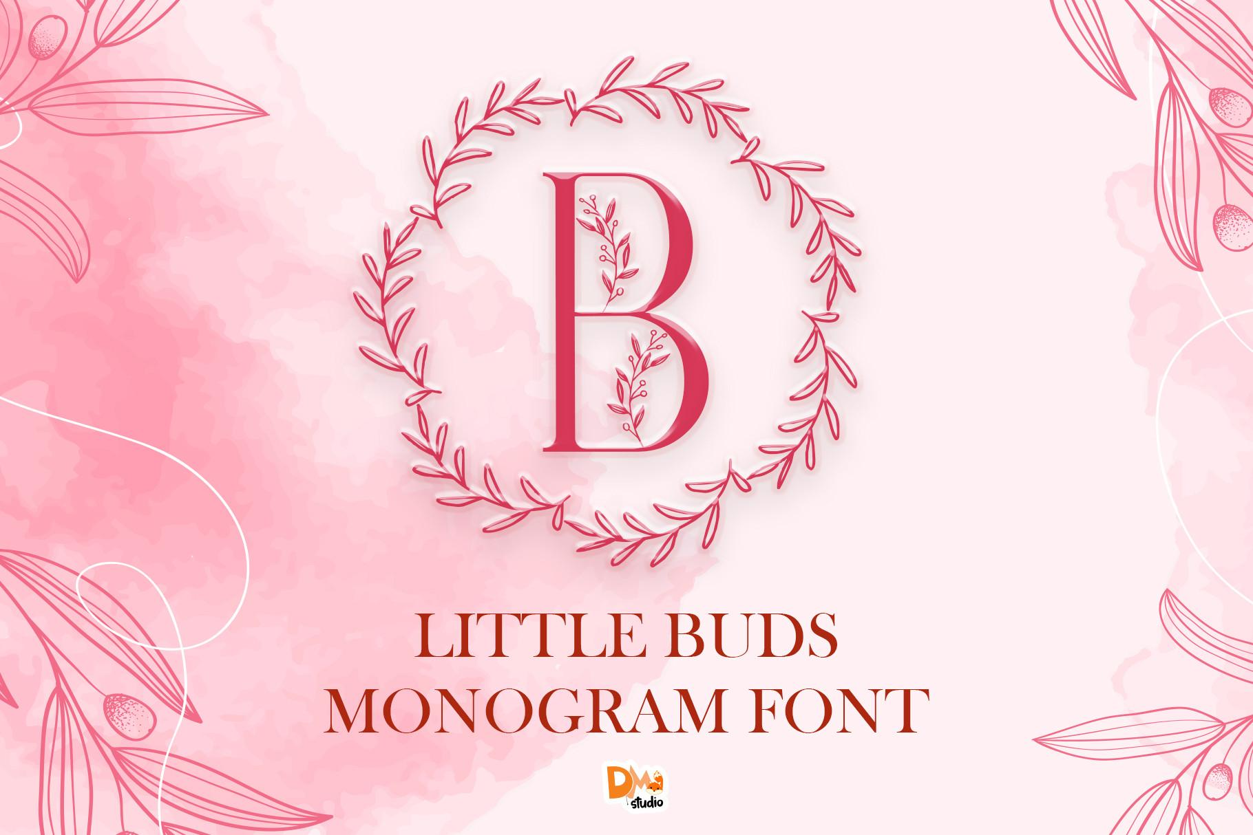 Little Buds Monogram Wreath Font
