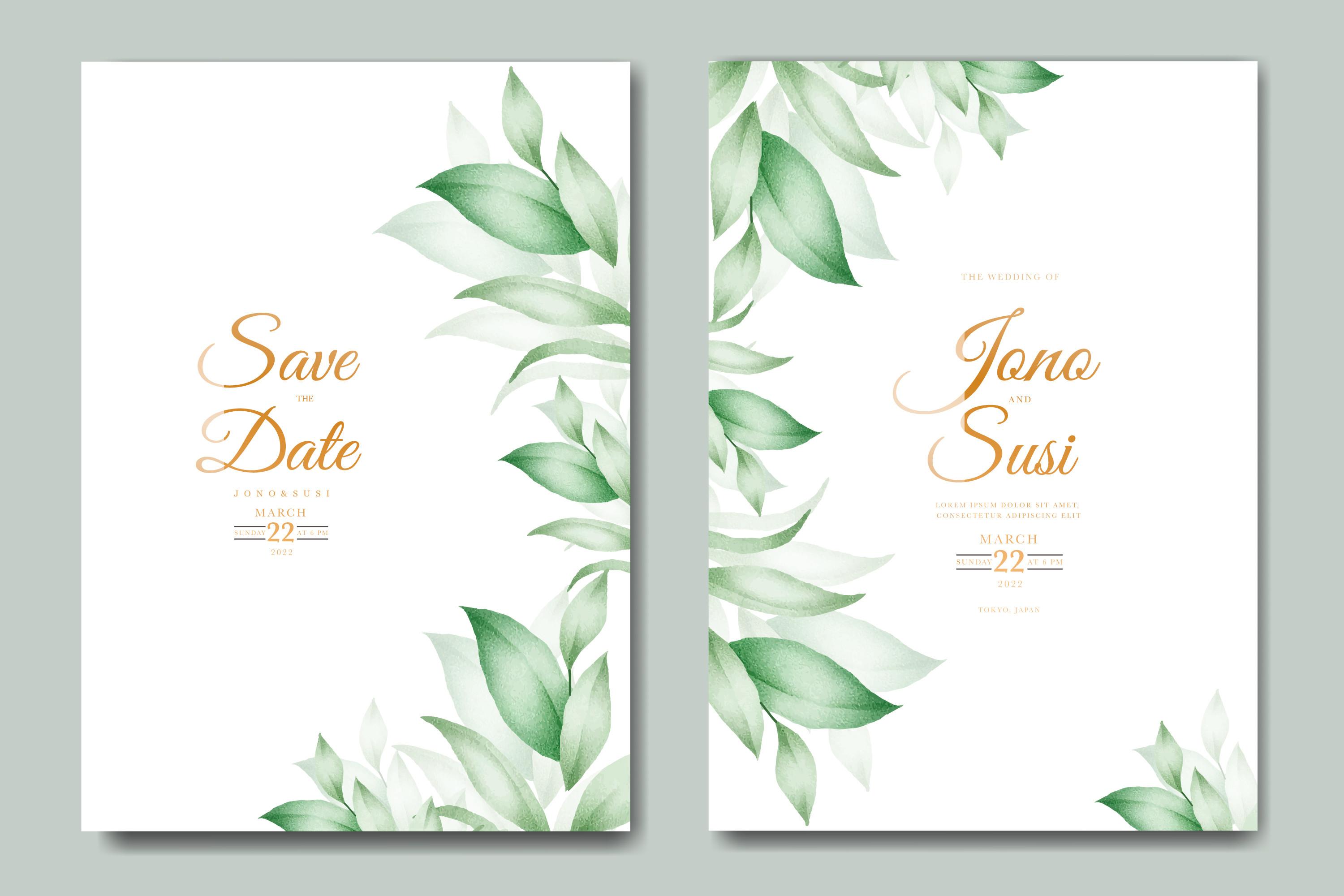 Greenery Wedding Invitation Card Leaves