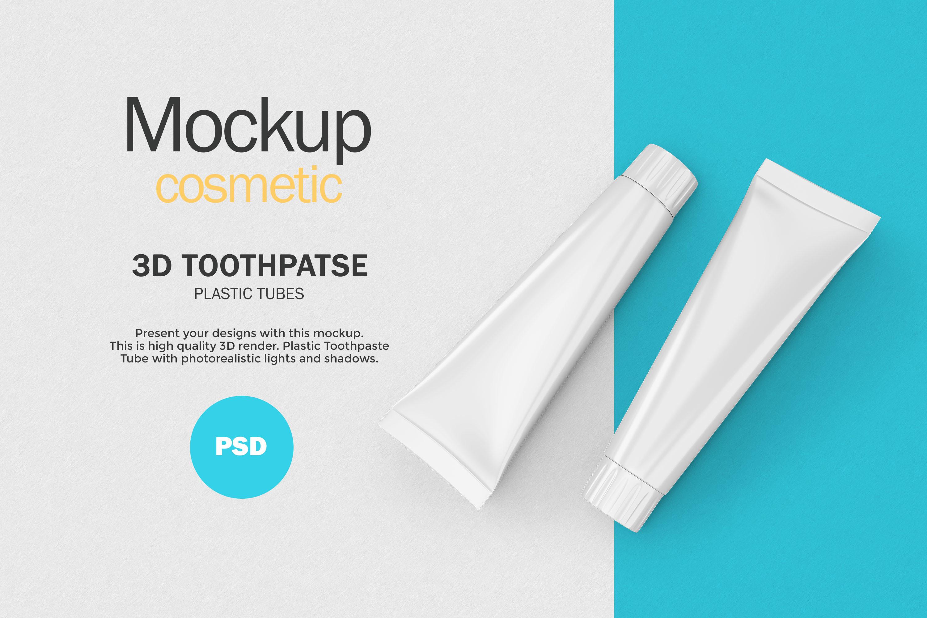 3D Plastic Toothpaste Tubes - PSD Mockup