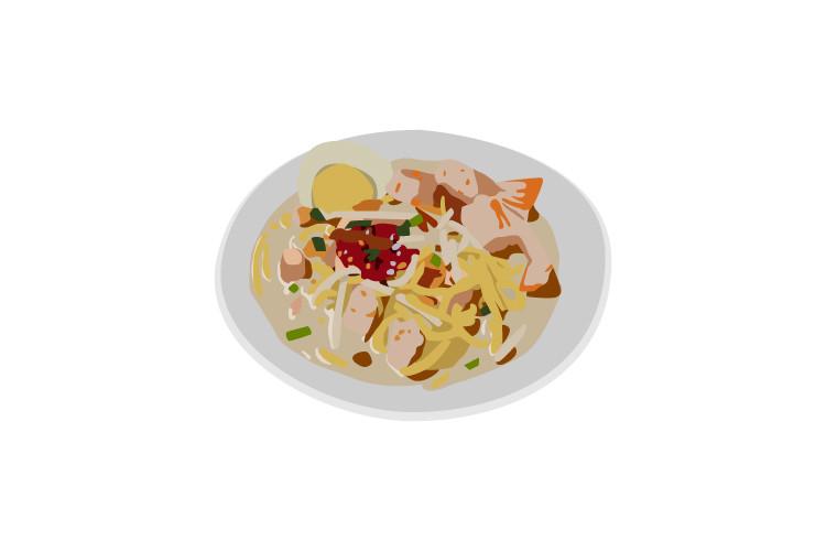 Mie Celor Indonesian Food Design Vector