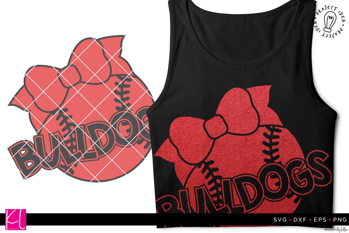 Bulldogs Baseball Softball with Bow