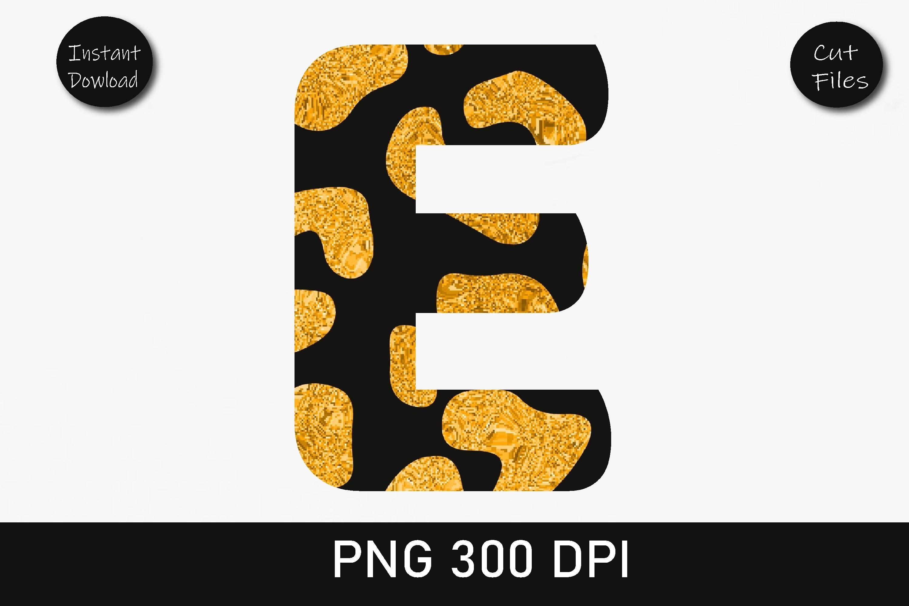 Orange Glitter Leopard Alphabet E