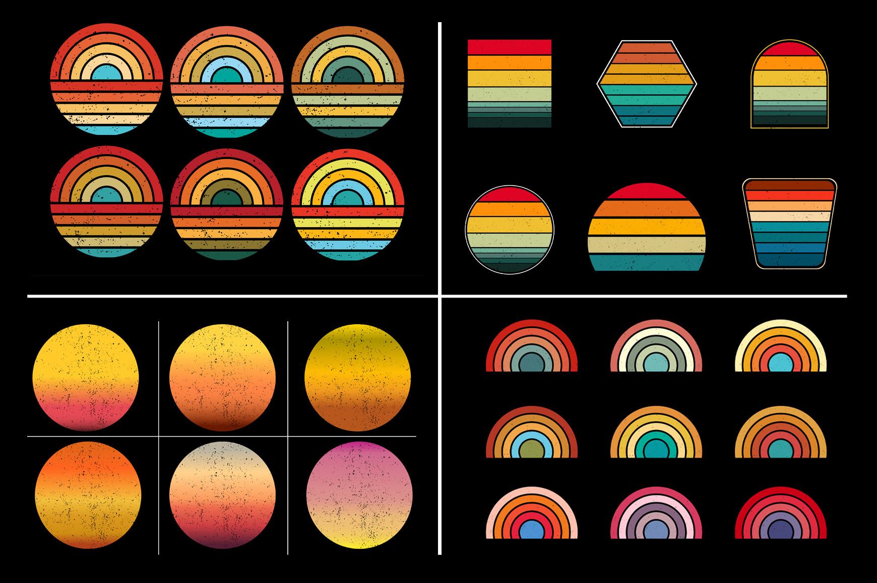Retro Vintage Sunset for T-Shirt Design