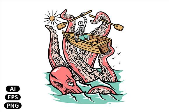 Giant Octopus Attack Skull in the Sea
