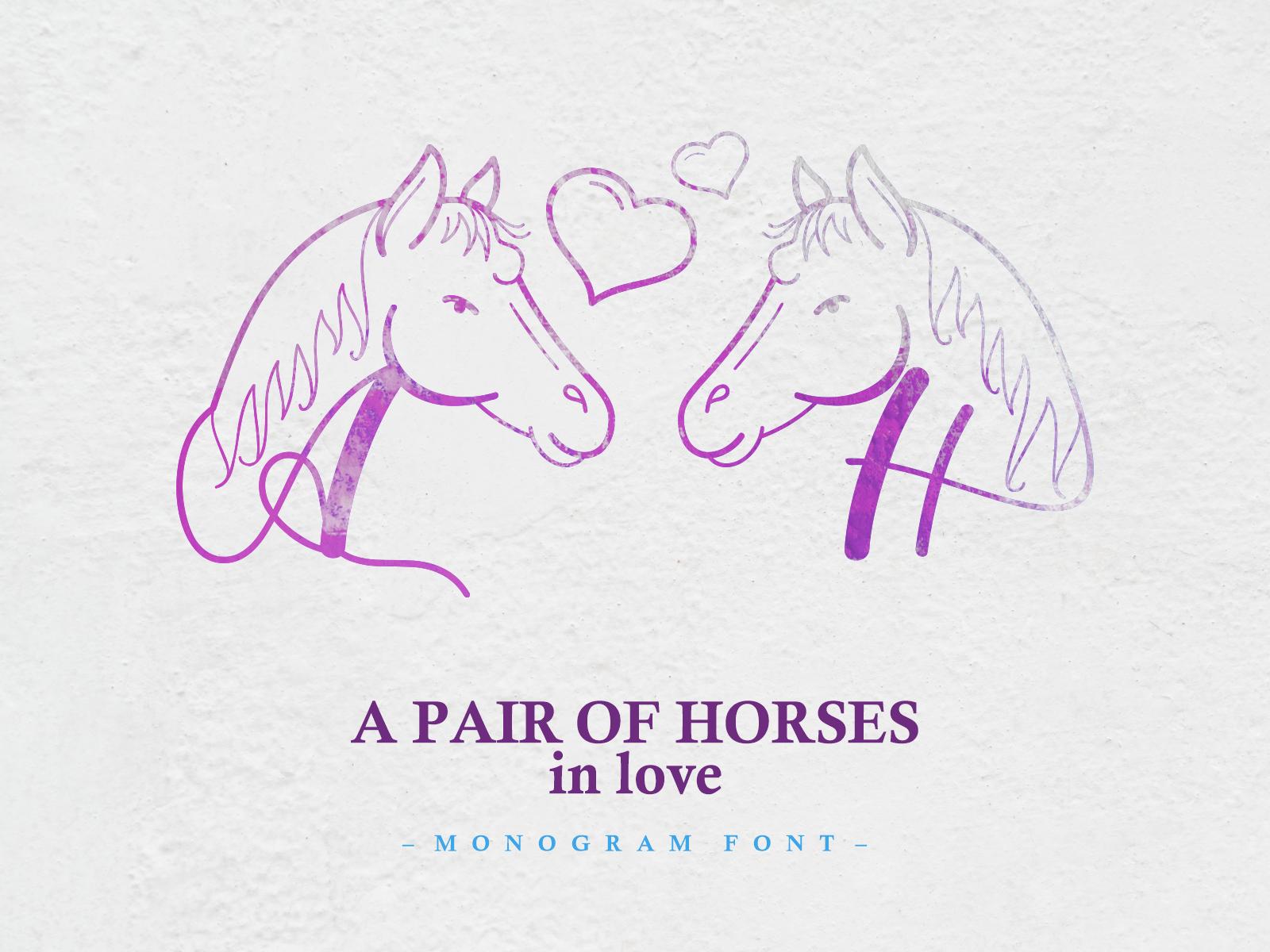 A Pair of Horses in Love Font
