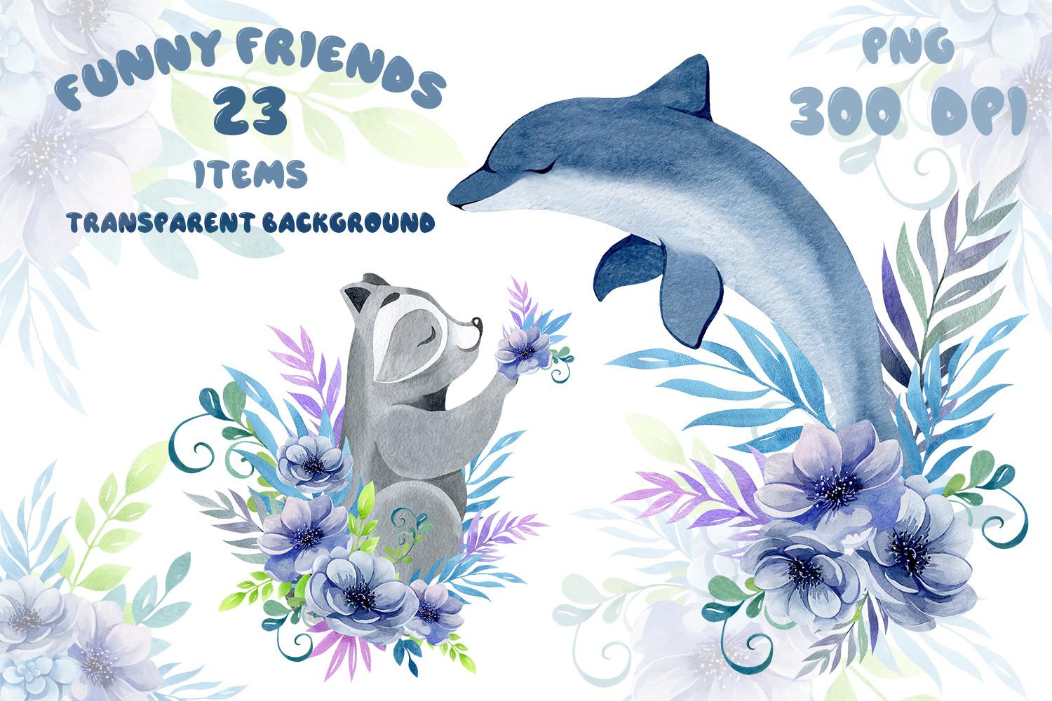 Funny Friends. 23 Items. PNG 300dpi.