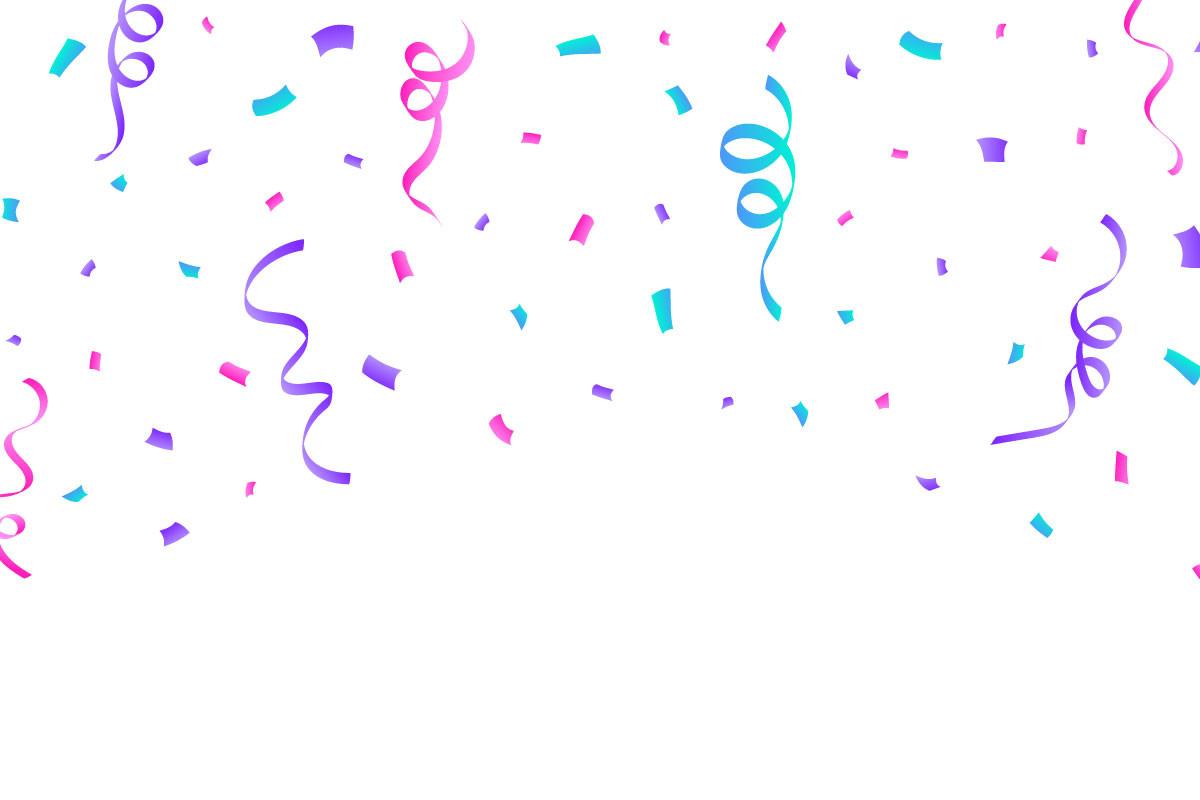 Colorful Confetti and Ribbon Falling