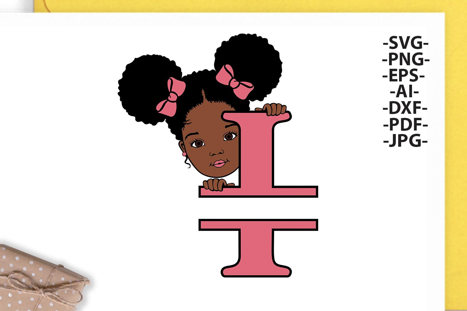 Afro Girl Svg Letter I,Alphabet Name Svg