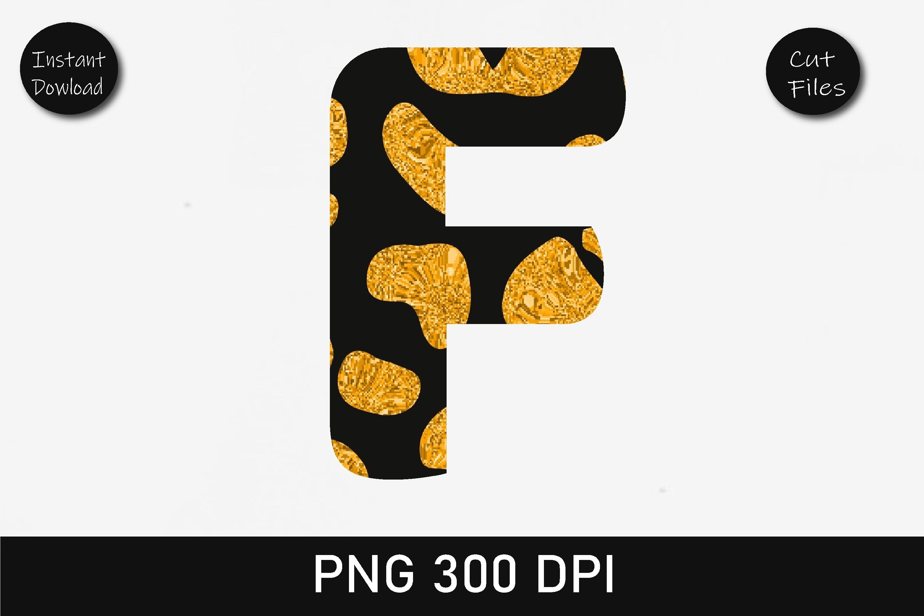 Orange Glitter Leopard Alphabet F