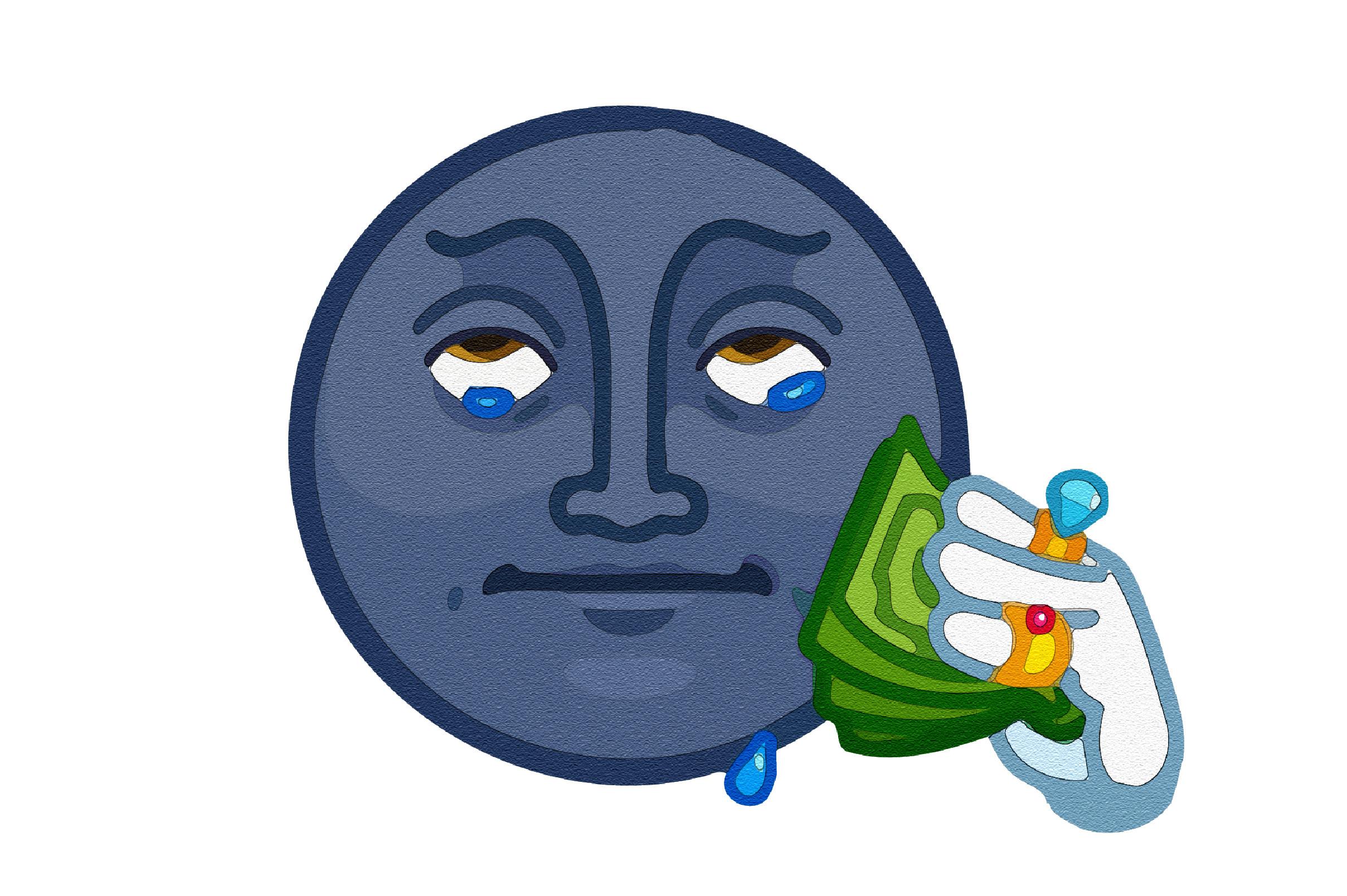 Watercolor Effect Moon Cartoon