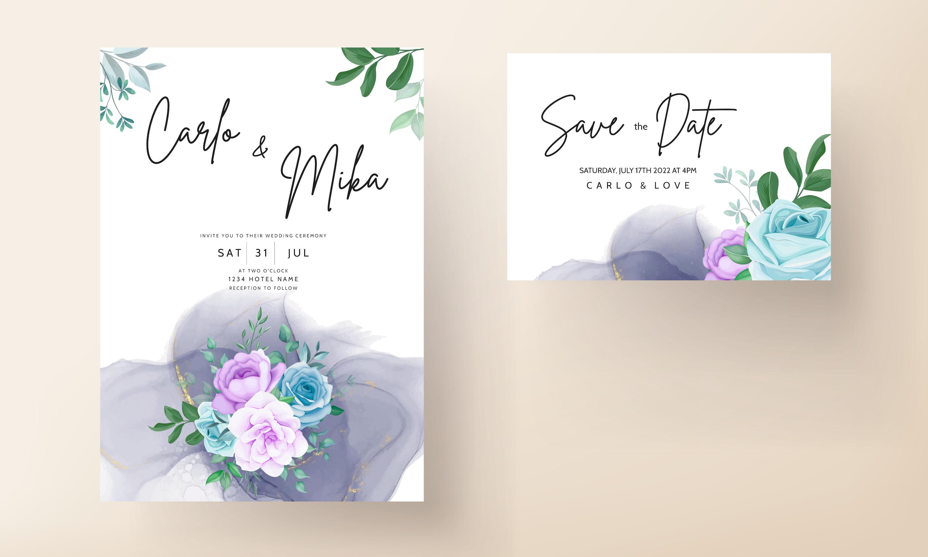 Beautiful Flower and Leaves Invitation