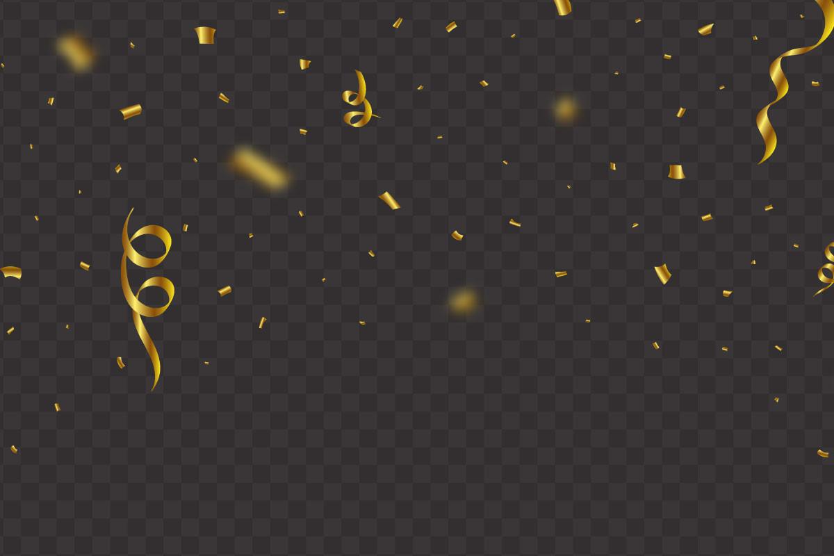 Golden Confetti and Ribbon Falling