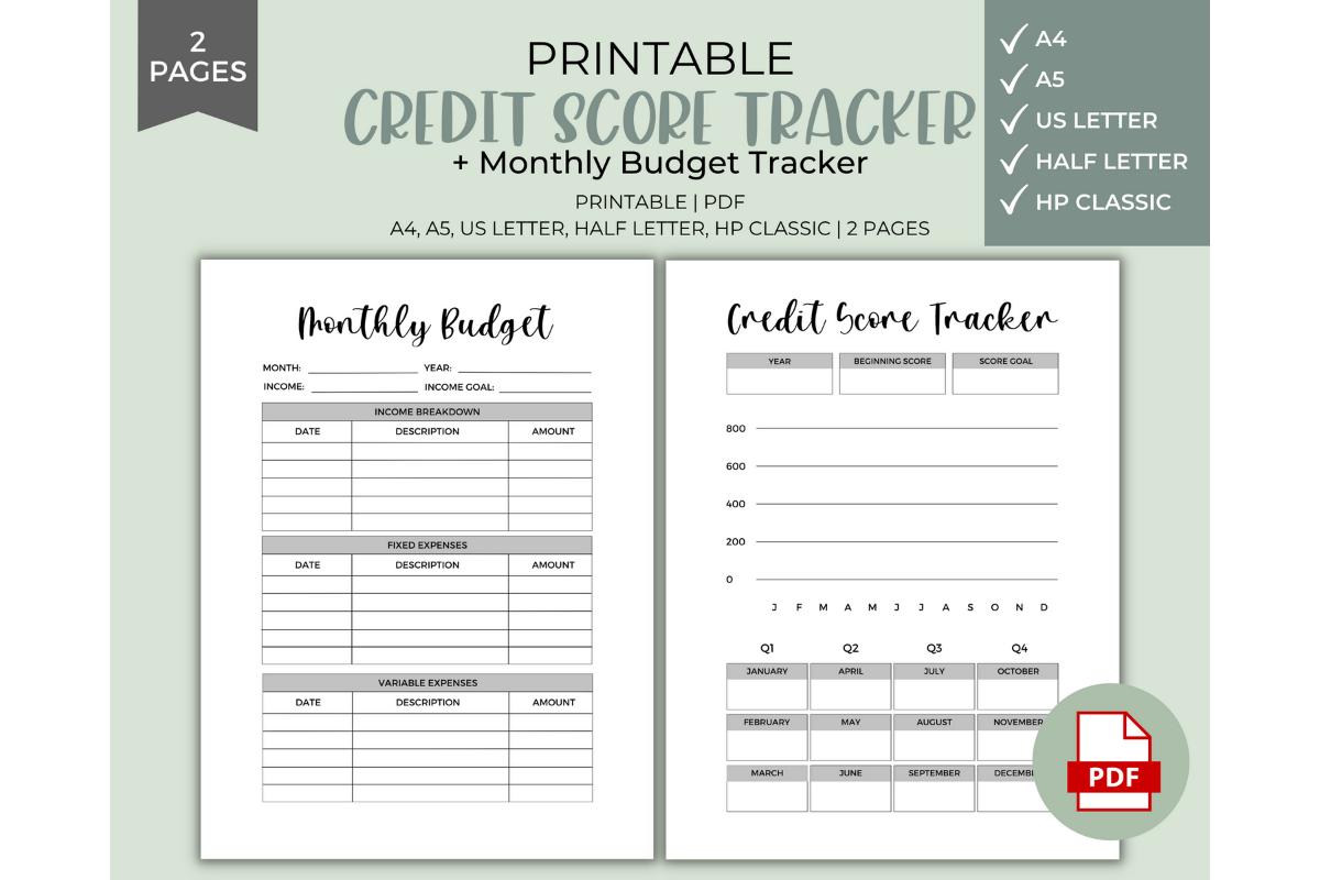 Credit Score Tracker Printable