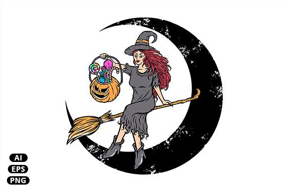 Beautiful Witch Holding Halloween Candy