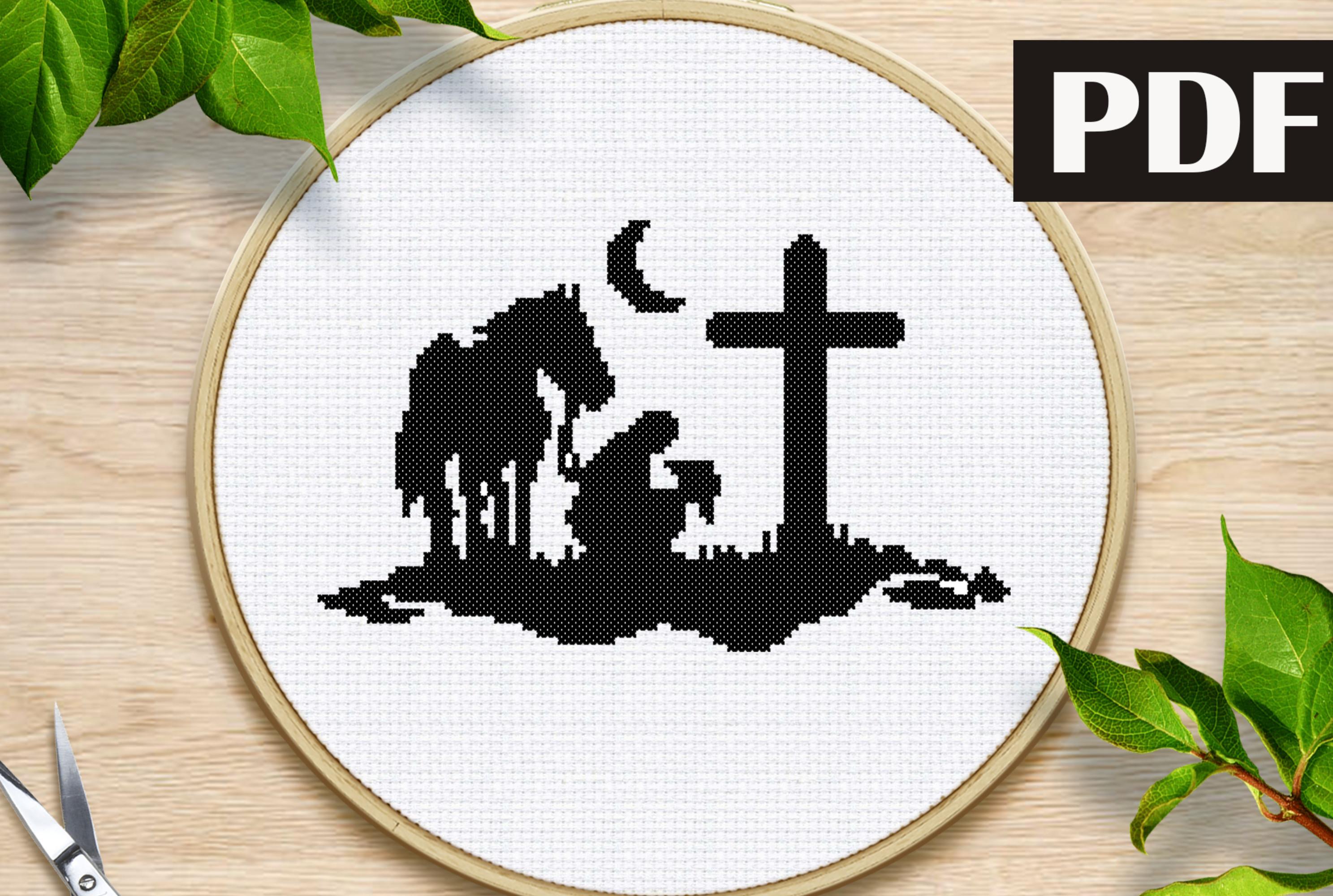 Cowboy with Horse Kneeling Praying