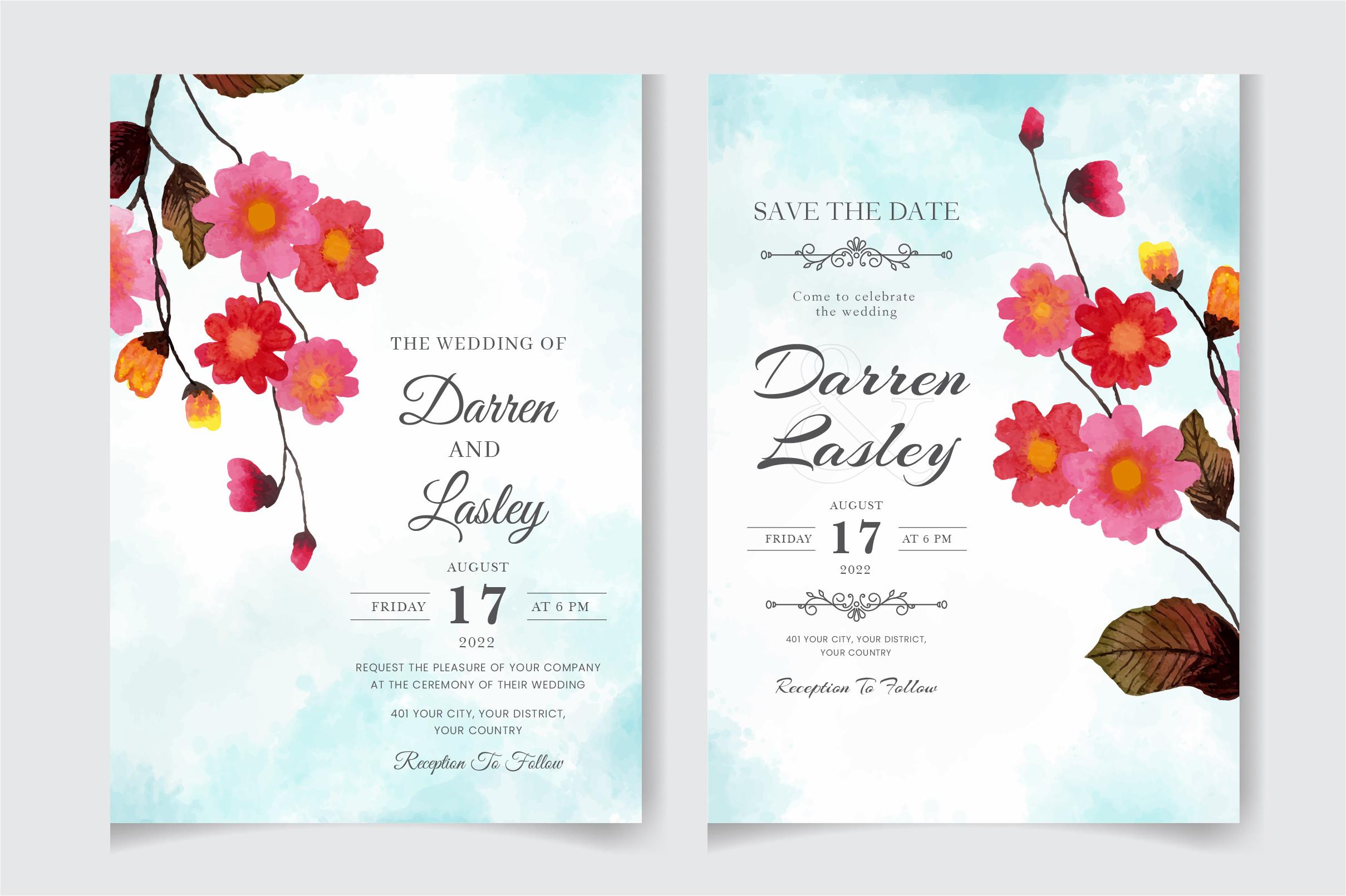 Watercolor Invitation Card Template 01