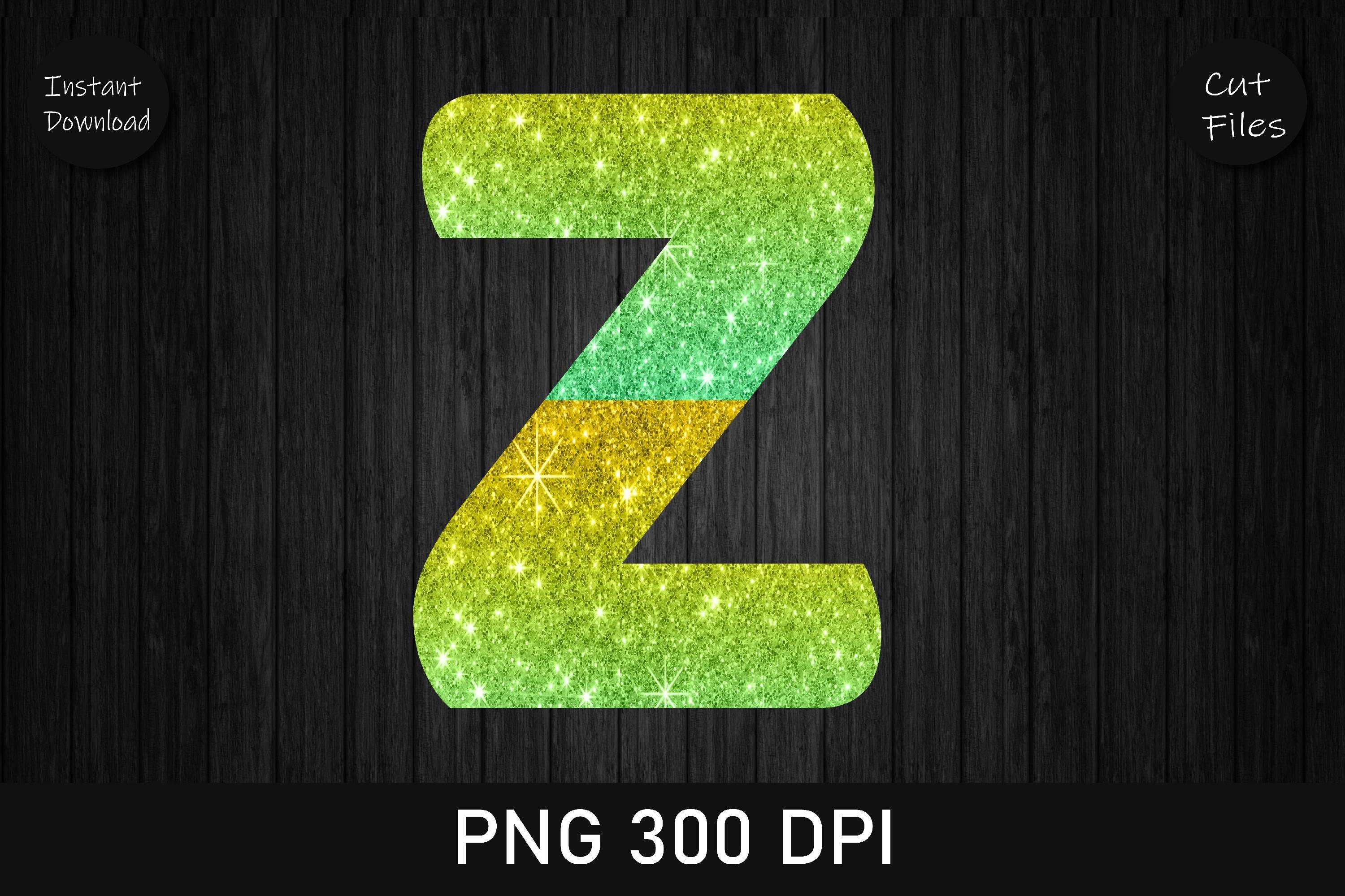 Gold and Green Glitter Leopard Letter Z