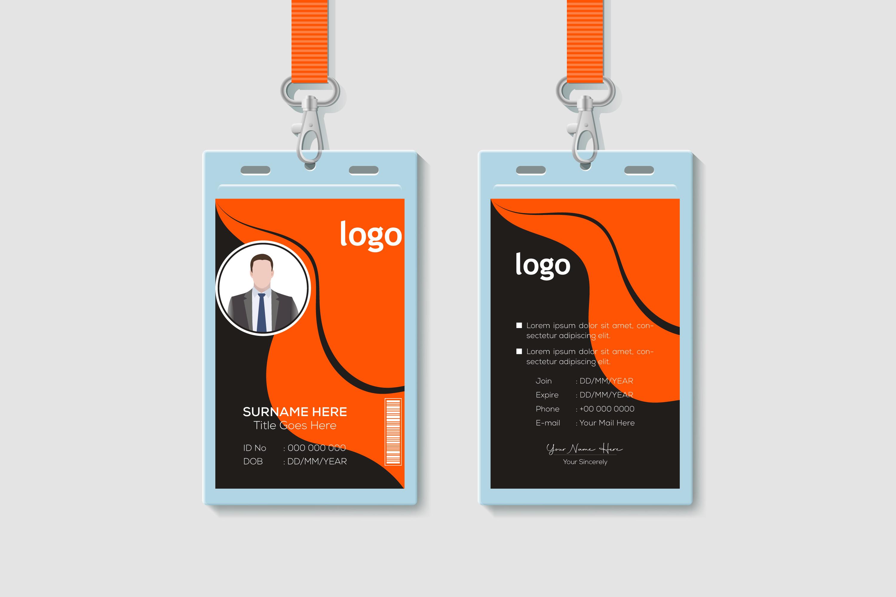 Orange Color ID Card Template Design