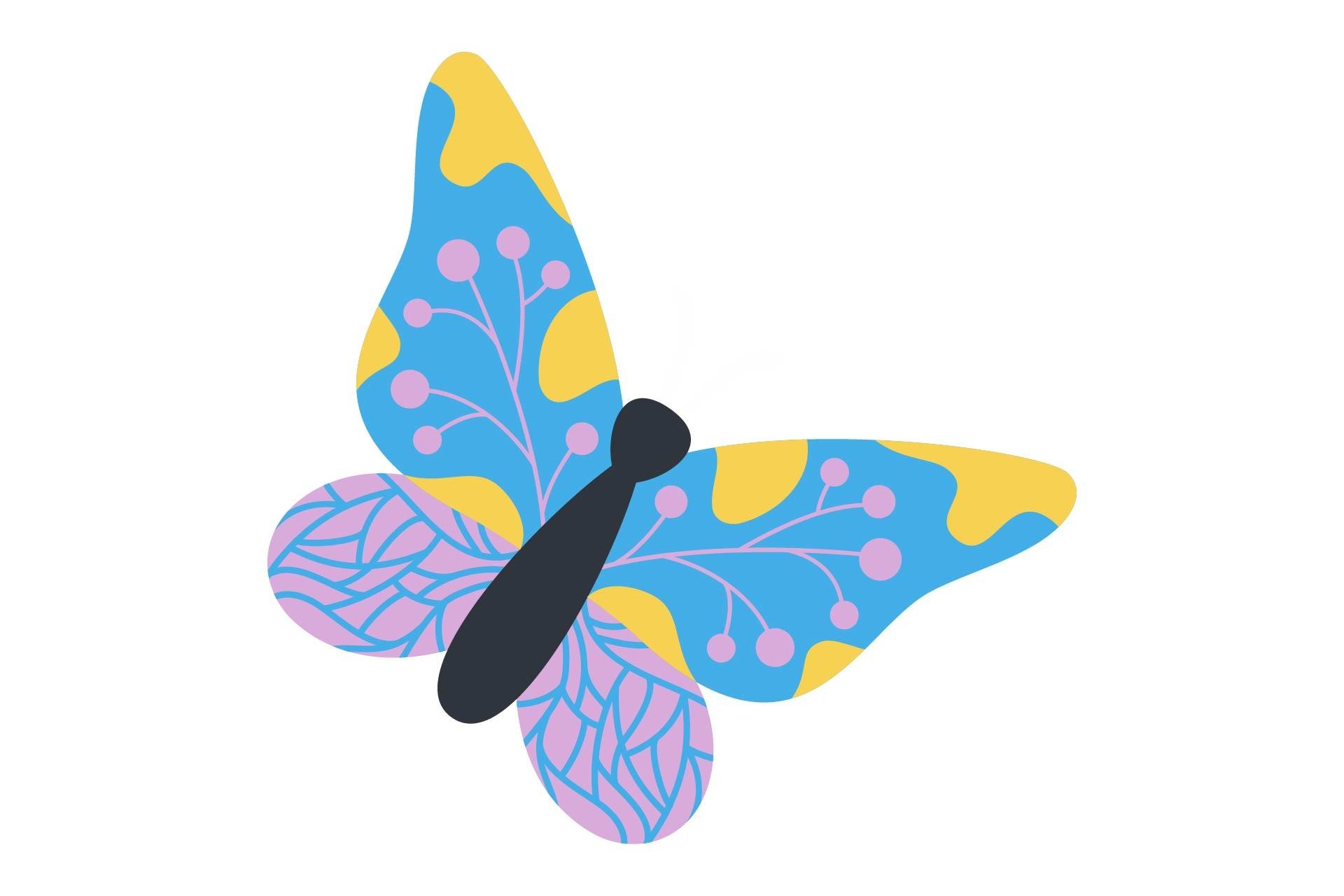 Flat Butterflies Flying