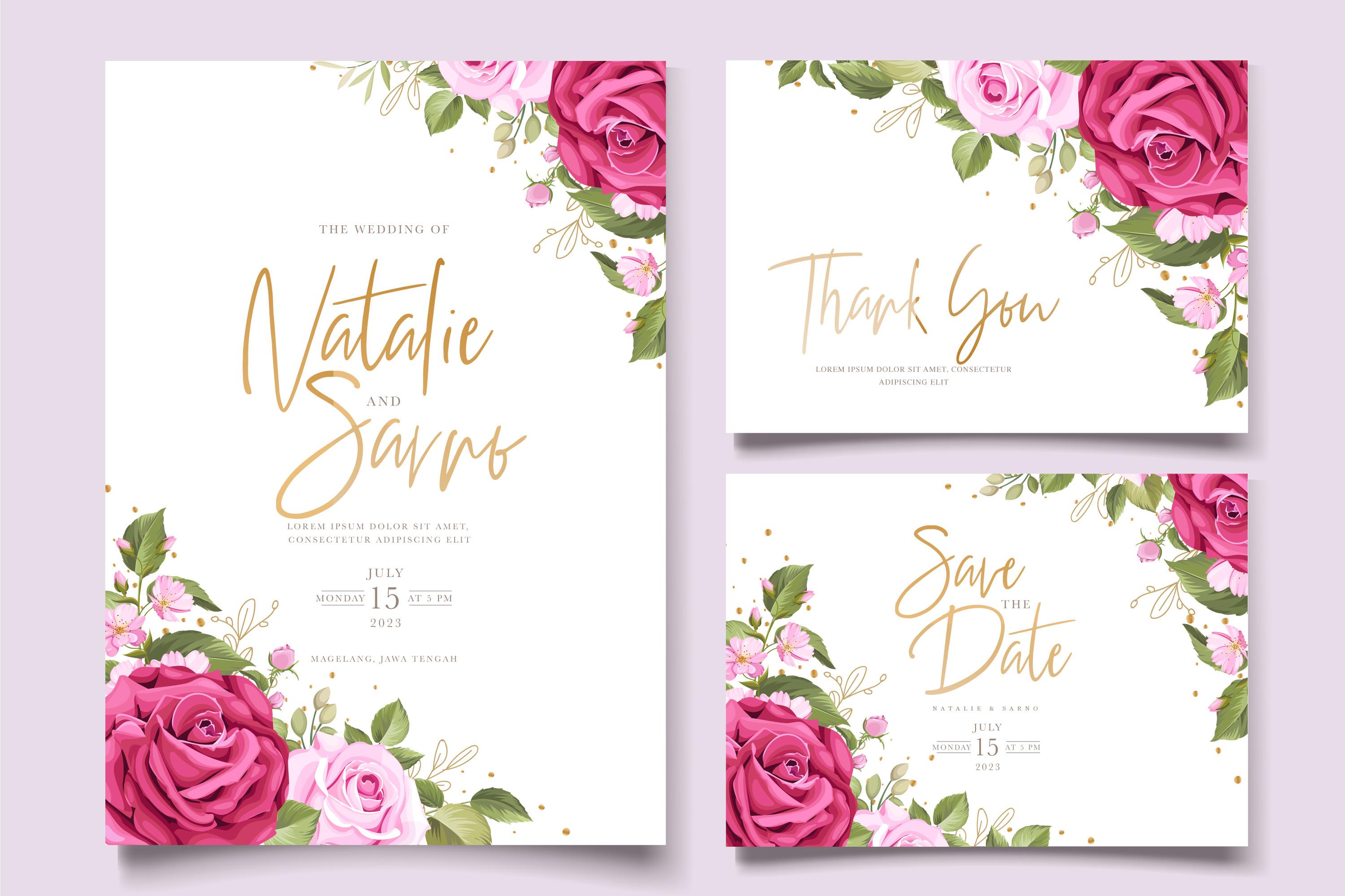 ELEGANT Roses Wedding Card Set