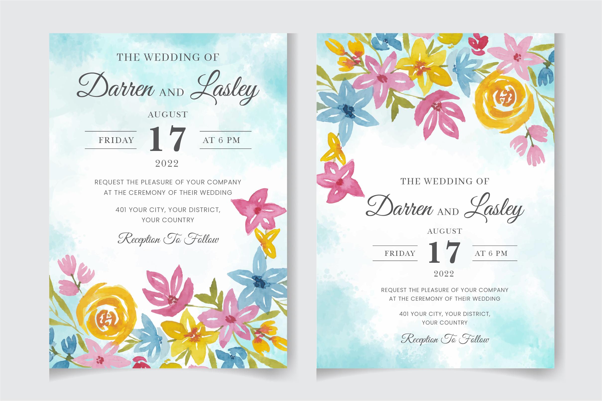 Watercolor Invitation Card Template 16