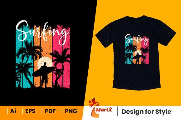 California Beach Surfing T Shirt Design