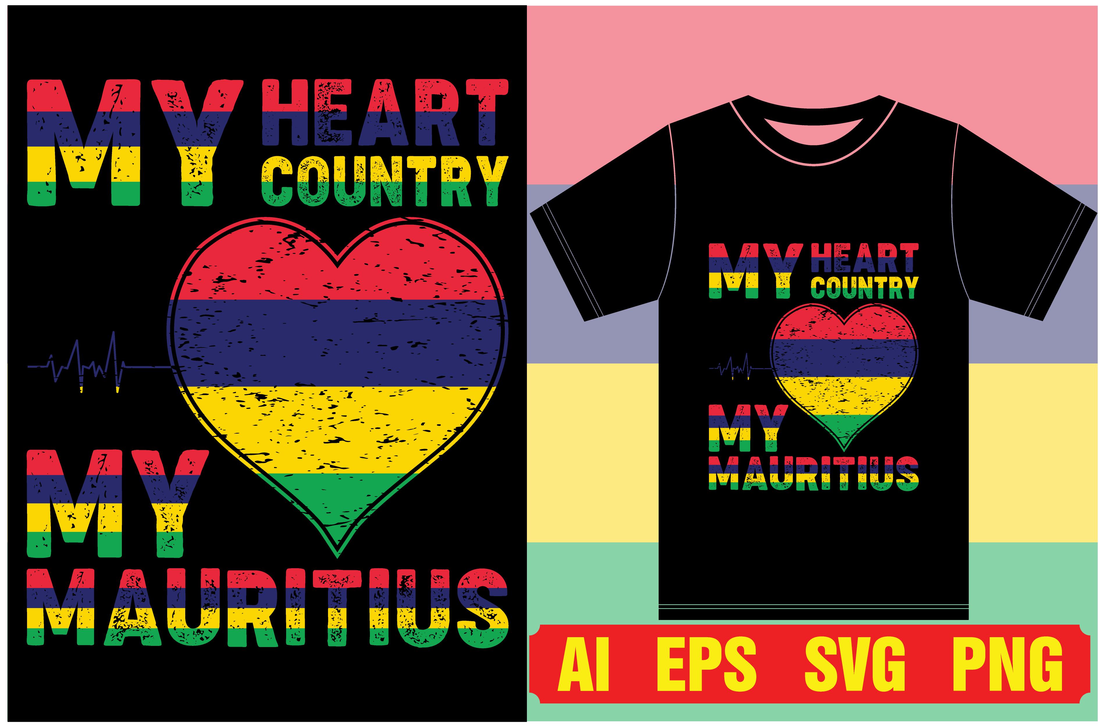 Mauritius Flag Vector T-shirt Designs.